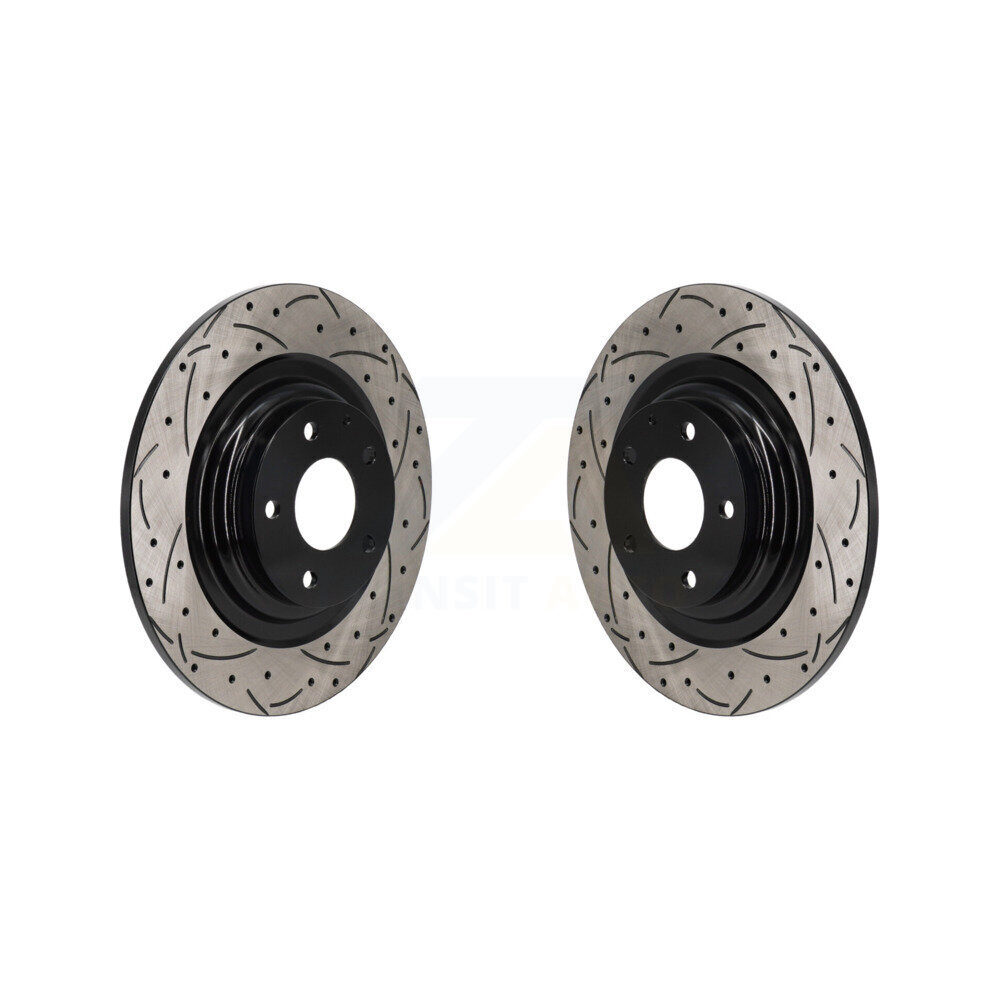 Rear Coated Drilled Slotted Disc Brake Rotors Pair For 2016-2023 Mazda CX-9 KD-100717