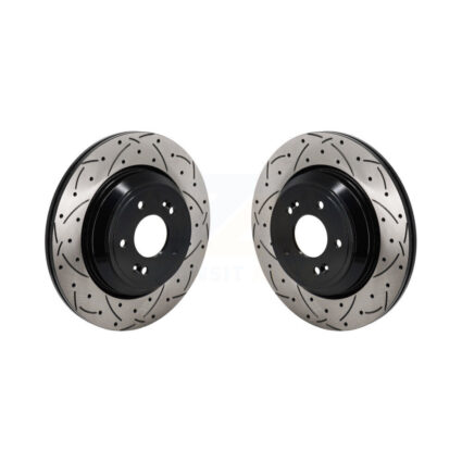 Rear Coated Drilled Slotted Disc Brake Rotors Pair For Genesis G70 Kia Stinger G80 KD-100718