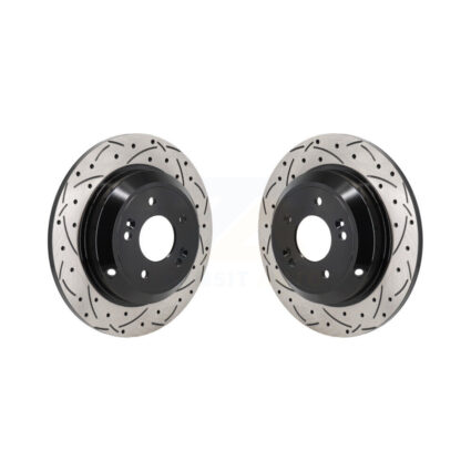 Rear Coated Drilled Slotted Disc Brake Rotors Pair For Genesis G70 Kia Stinger KD-100719