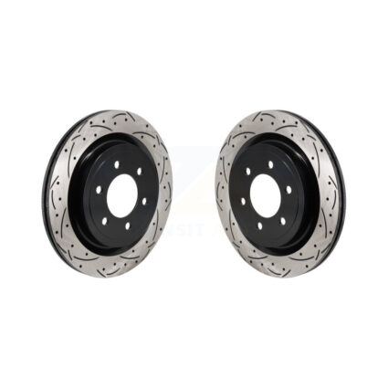 Rear Coated Drilled Slotted Disc Brake Rotors Pair For Ford F-150 Lightning KD-100732