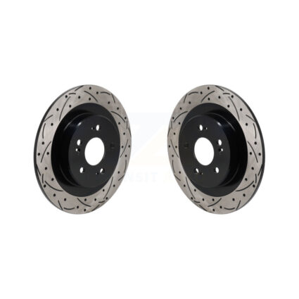 Rear Coated Drilled Slotted Disc Brake Rotors Pair For 2021-2023 Acura TLX KD-100736