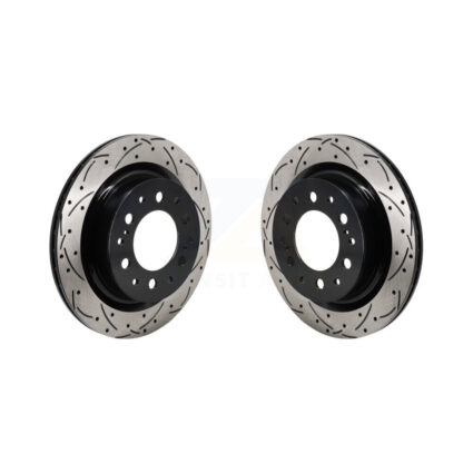 Rear Coated Drilled Slotted Disc Brake Rotors Pair For Toyota Tundra Sequoia Lexus LX600 KD-100737