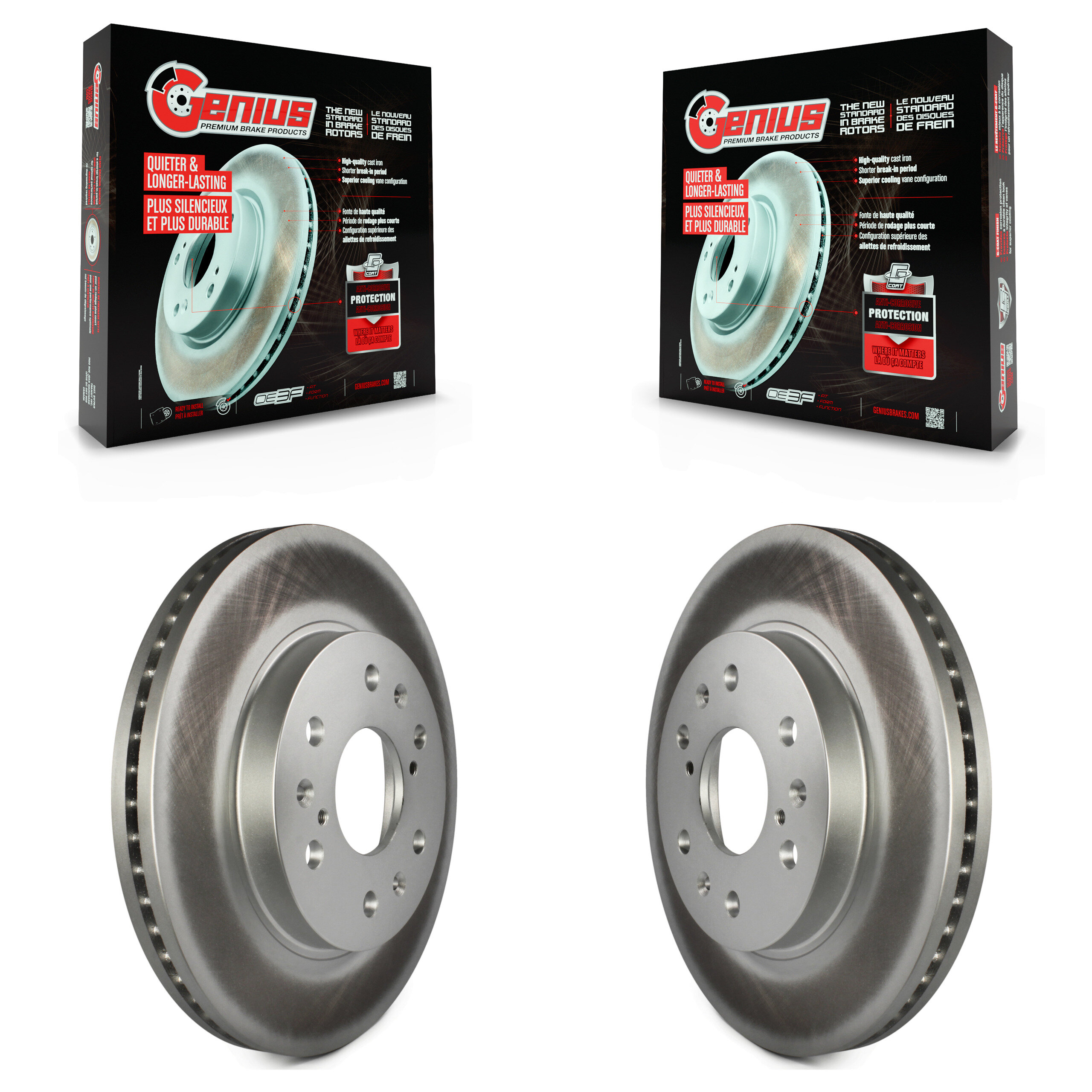 Front Coated Brake Rotor Pair For Chevrolet GMC Sierra 1500 Silverado Cadillac Tahoe Yukon KG-100035