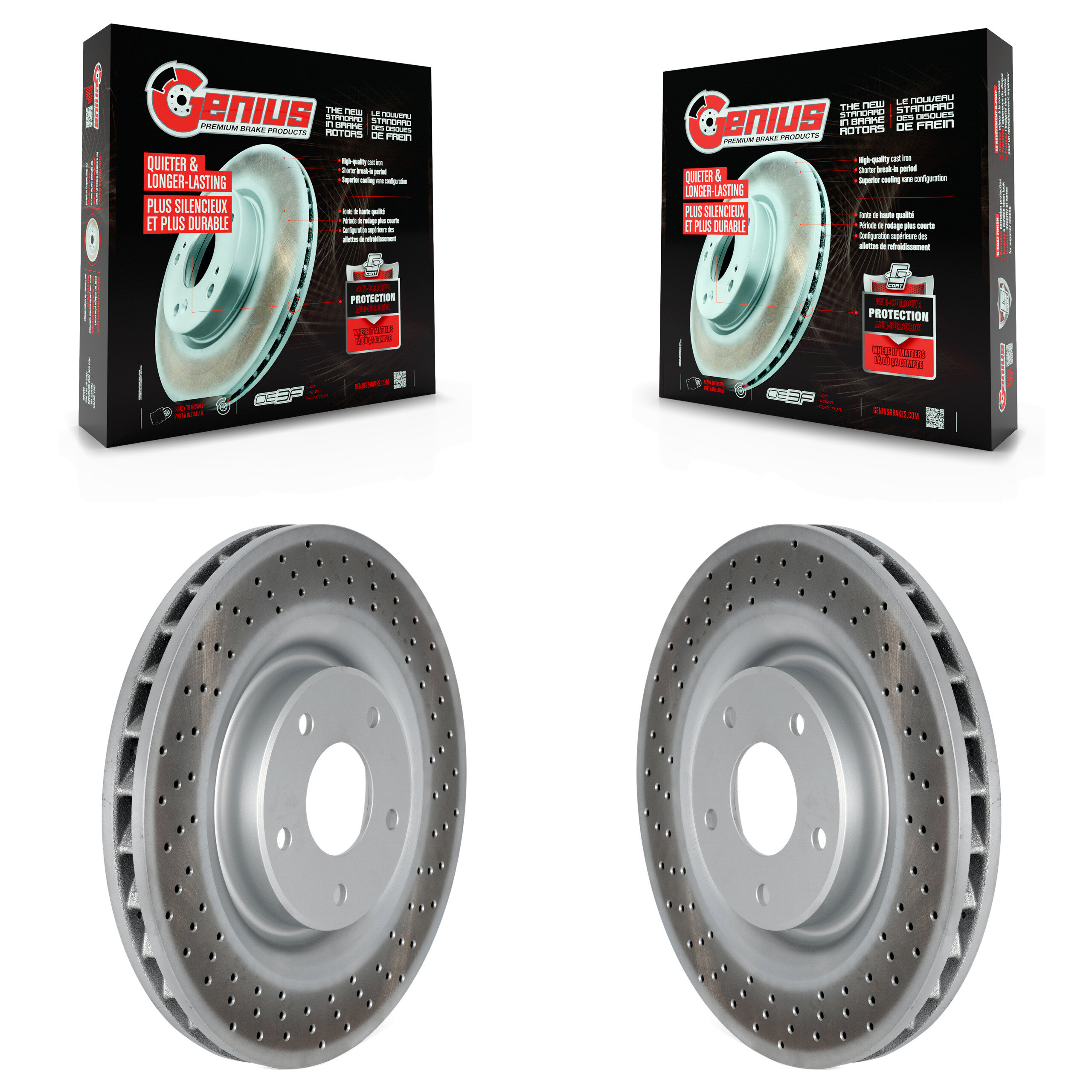 Front Coated Disc Brake Rotors Pair For Chevrolet Corvette Cadillac XLR KG-100037