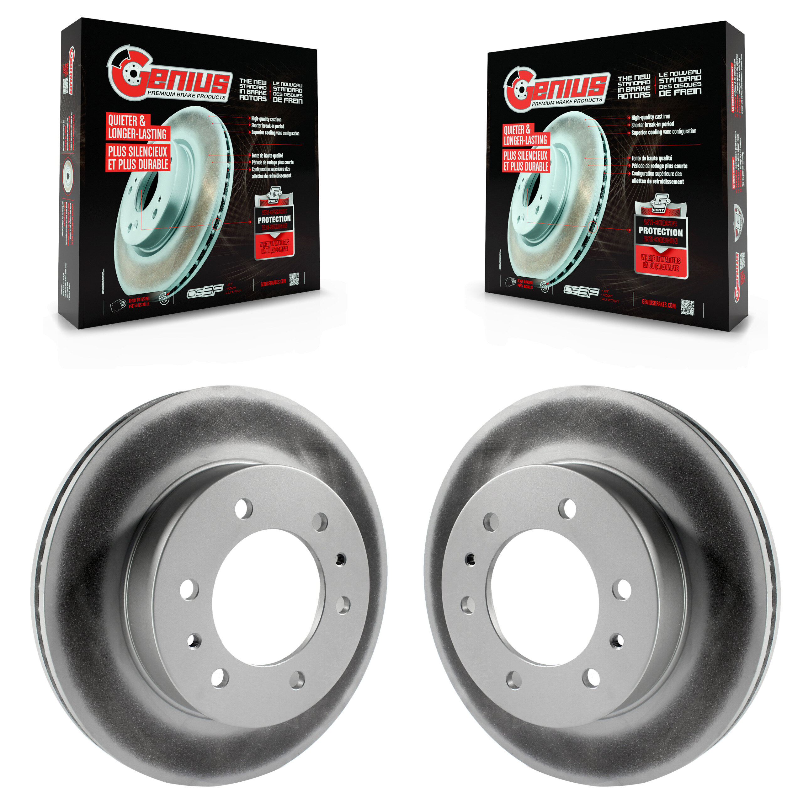Front Coated Disc Brake Rotors Pair For Hummer H3 H3T KG-100038