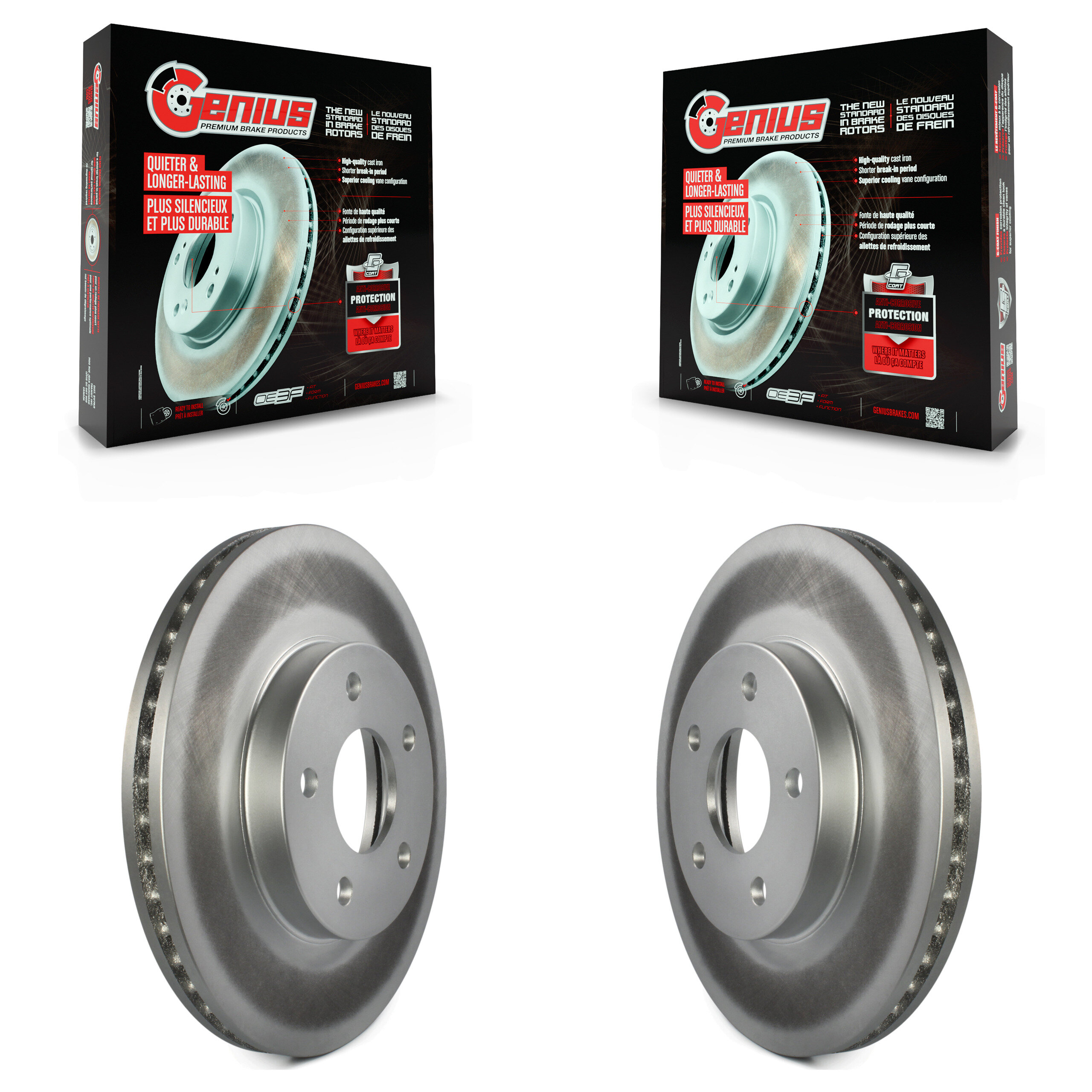 Front Coated Disc Brake Rotors Pair For Chevrolet Cobalt Pontiac G5 KG-100045