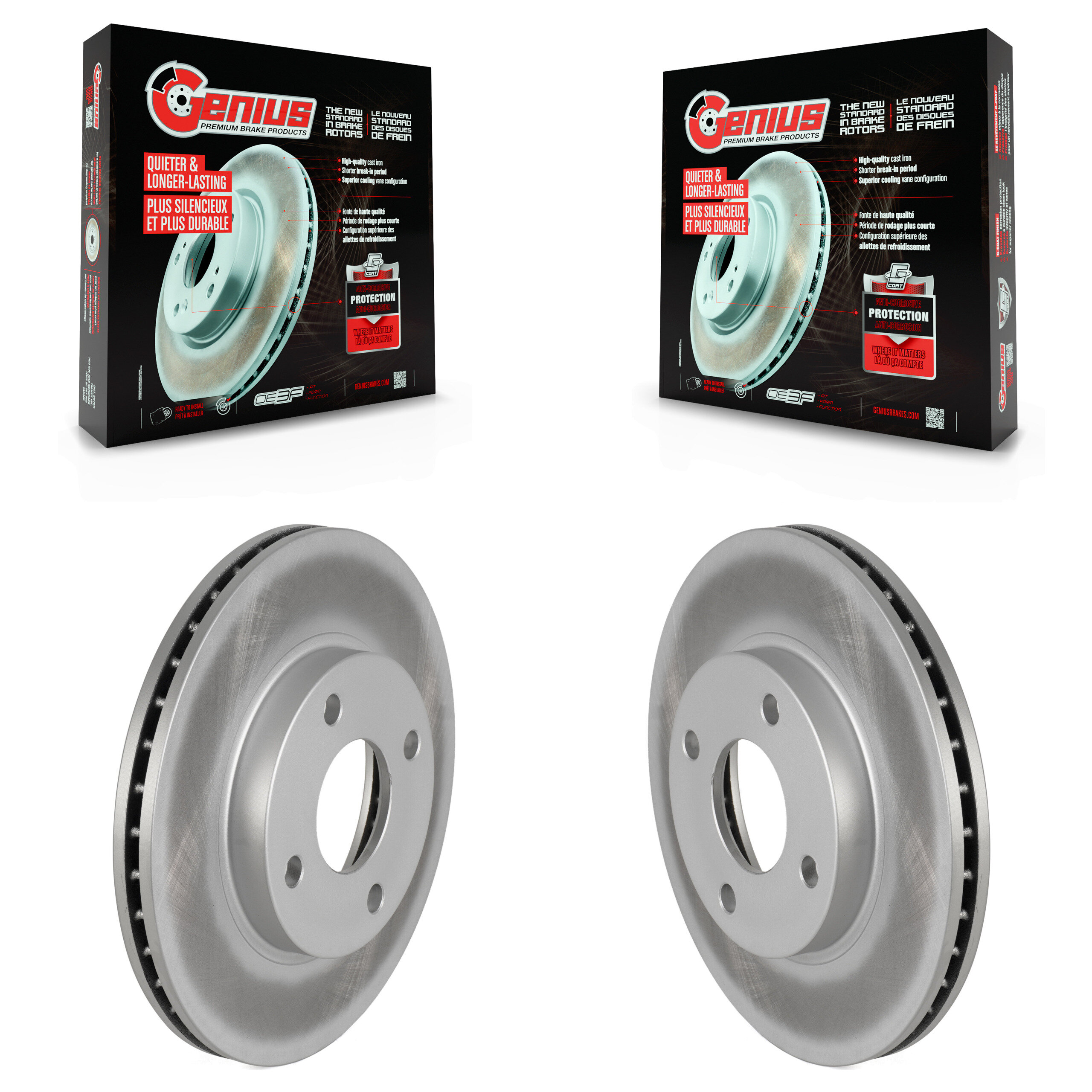 Front Coated Disc Brake Rotors Pair For Ford Focus KG-100071