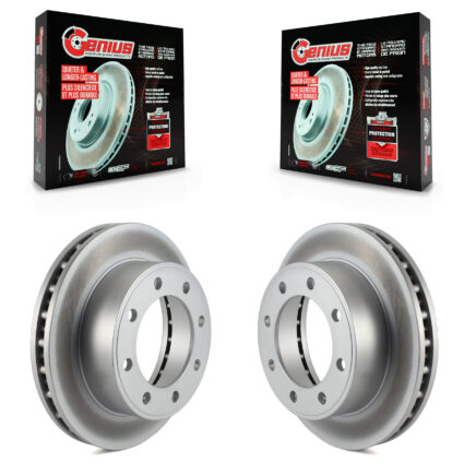 Front Coated Disc Brake Rotors Pair For Ford F-350 Super Duty F-250 Excursion F-550 F-450 KG-100072