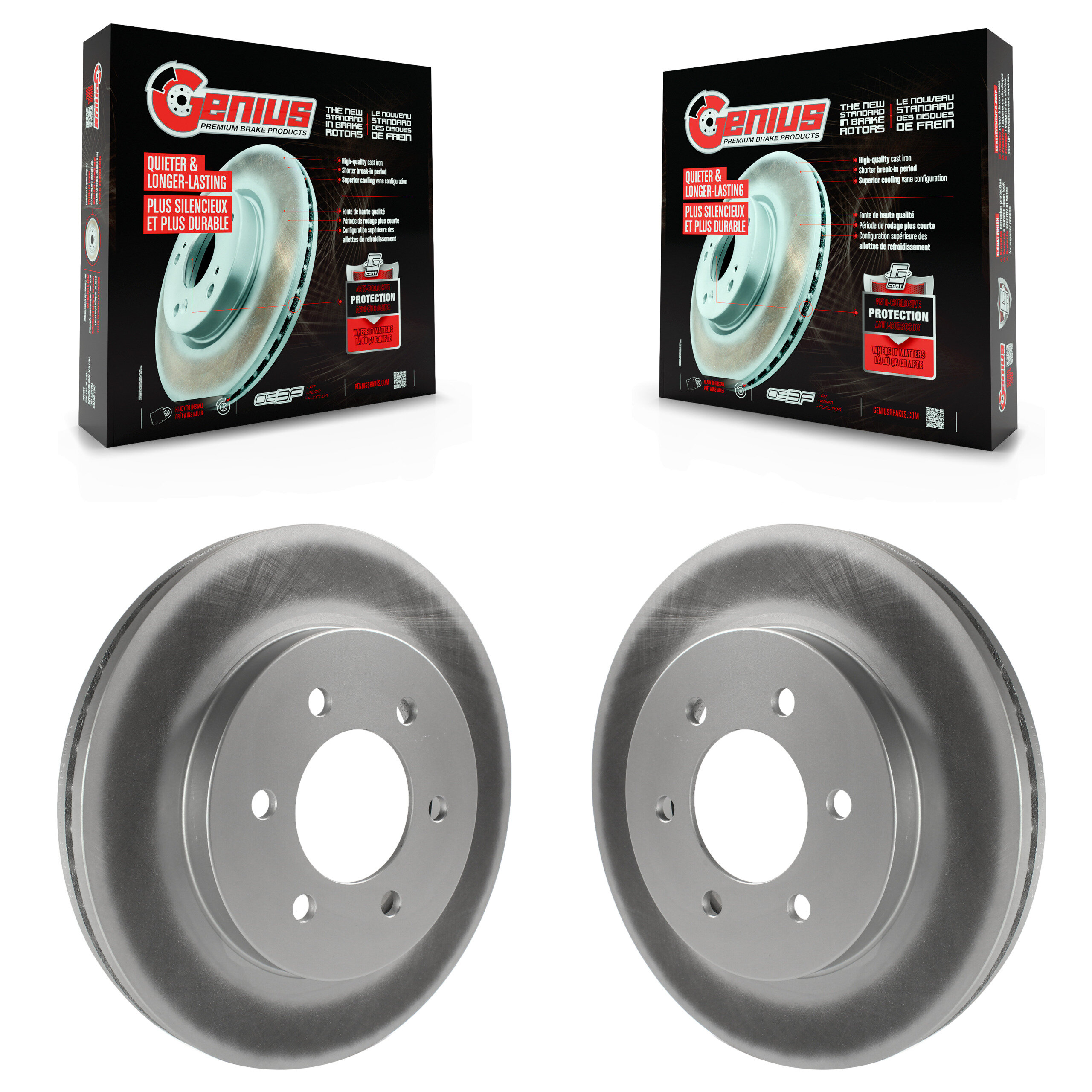 Front Coated Disc Brake Rotors Pair For Ford F-150 Lincoln Mark LT With 6 Lug Wheels 4WD KG-100078