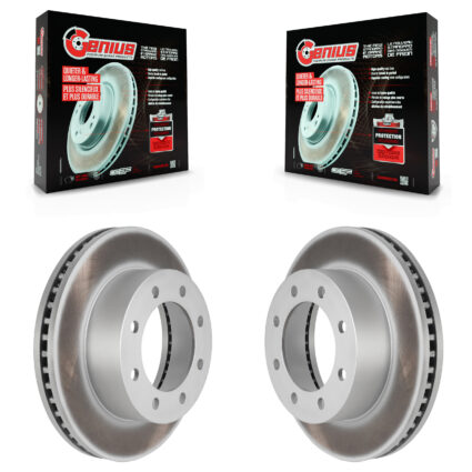 Front Coated Disc Brake Rotors Pair For Ford F-350 Super Duty F-250 F-450 KG-100082