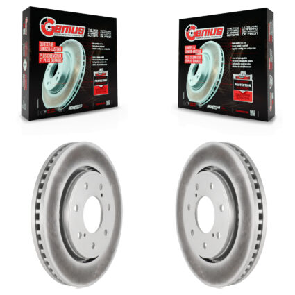 Front Coated Disc Brake Rotors Pair For 2010-2014 Ford F-150 With 7 Lug Wheels KG-100099