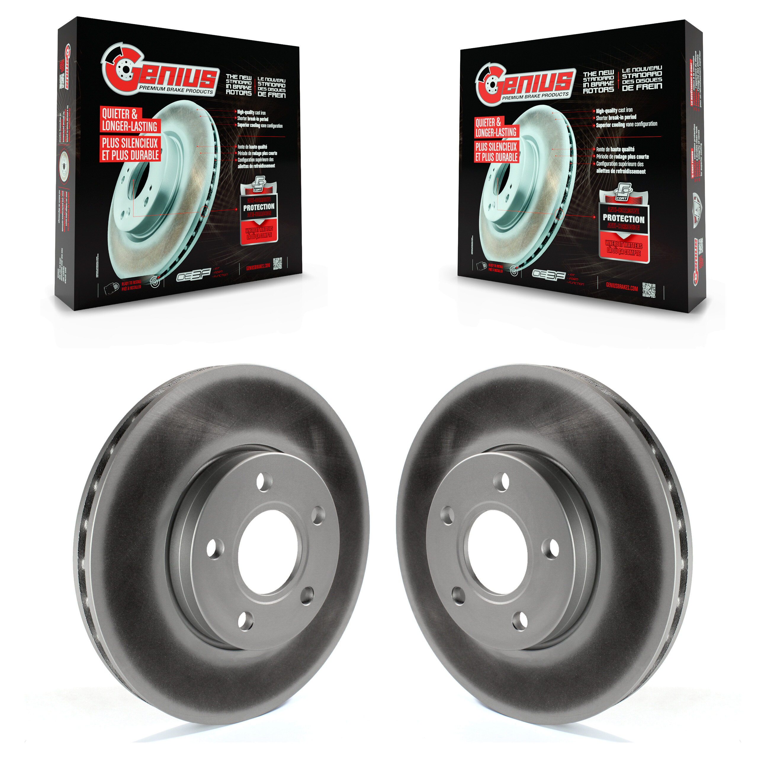 Front Coated Disc Brake Rotors Pair For Ford Focus C-Max KG-100102