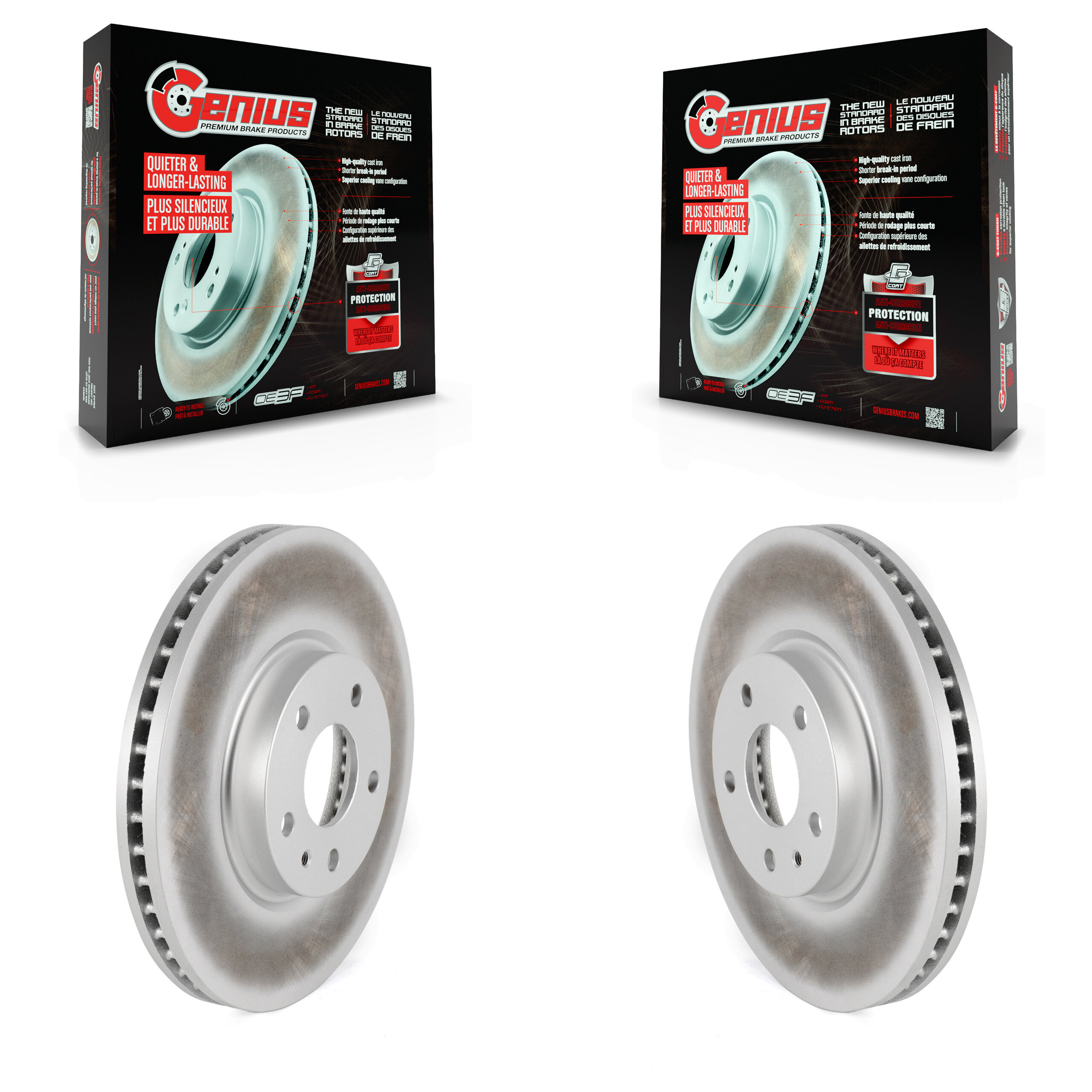 Front Coated Disc Brake Rotors Pair For Ford Fusion Lincoln MKZ KG-100104