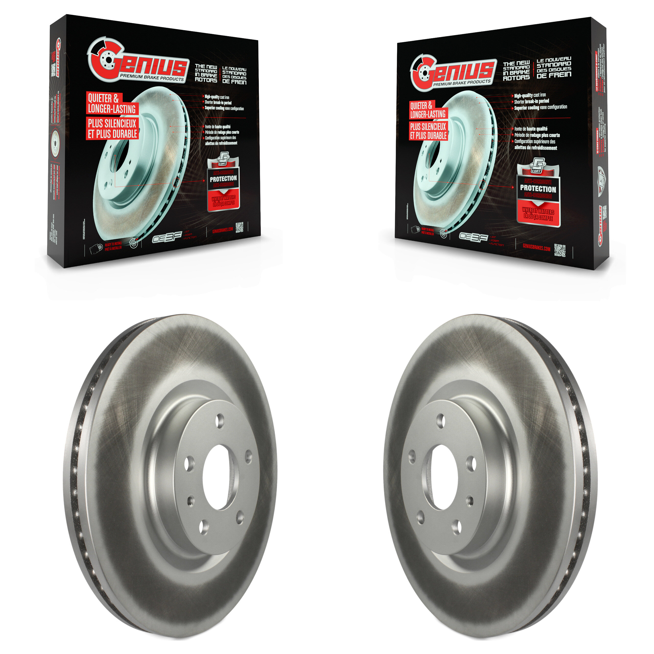 Front Coated Disc Brake Rotors Pair For Ford Fusion Lincoln MKZ KG-100105