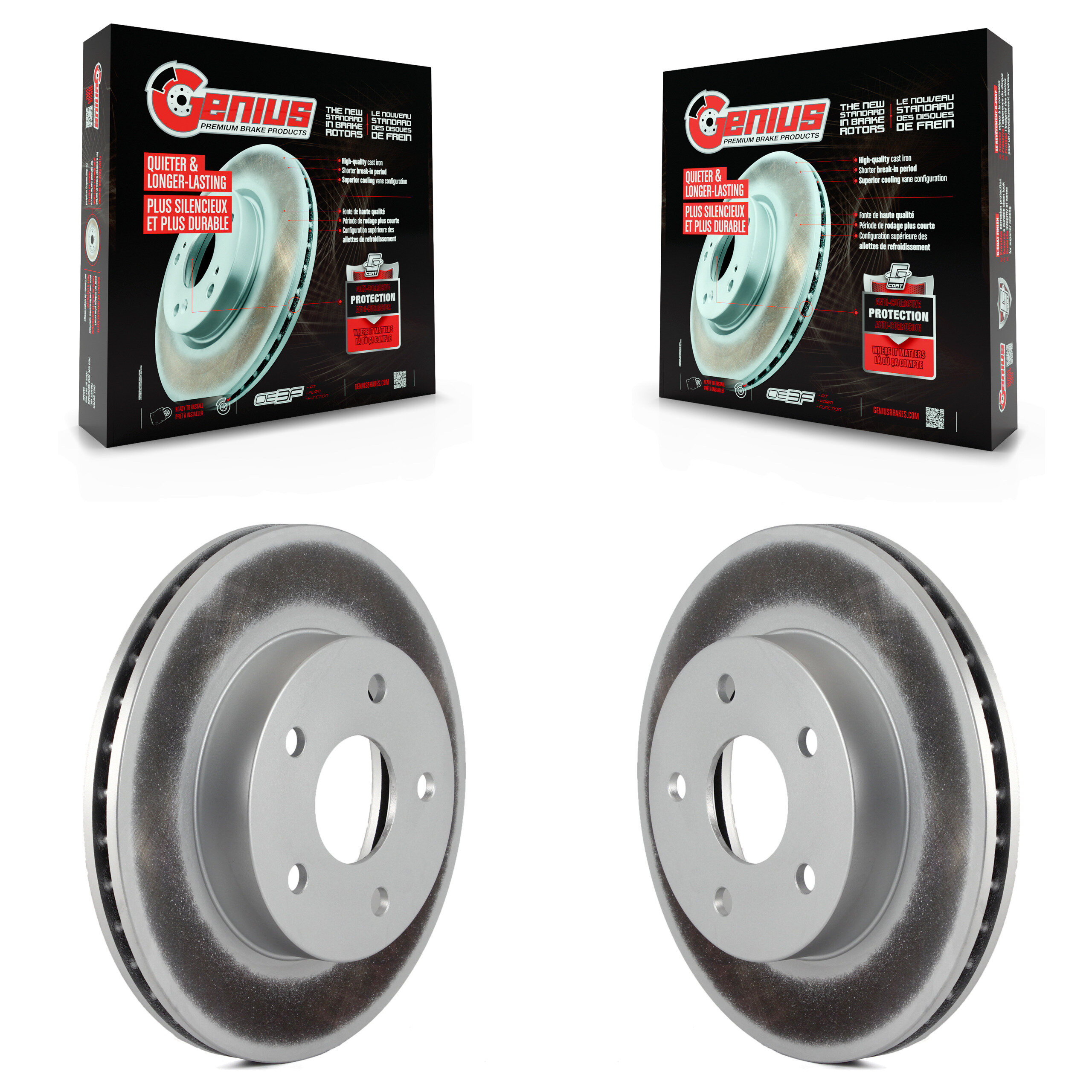 Front Coated Disc Brake Rotors Pair For 1999-2004 Jeep Grand Cherokee KG-100115