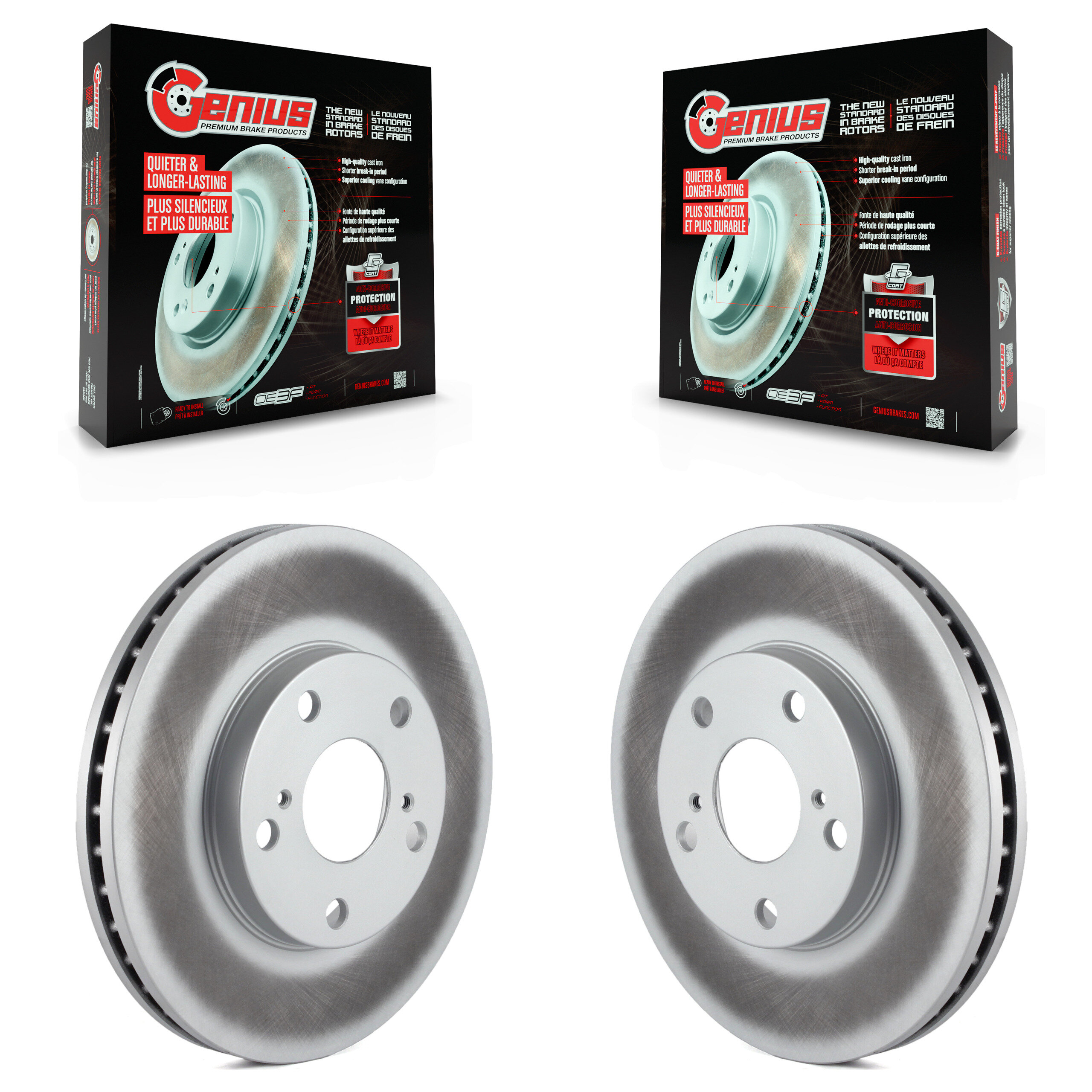 Front Coated Disc Brake Rotors Pair For Toyota Camry Sienna Solara Avalon Lexus ES300 KG-100153