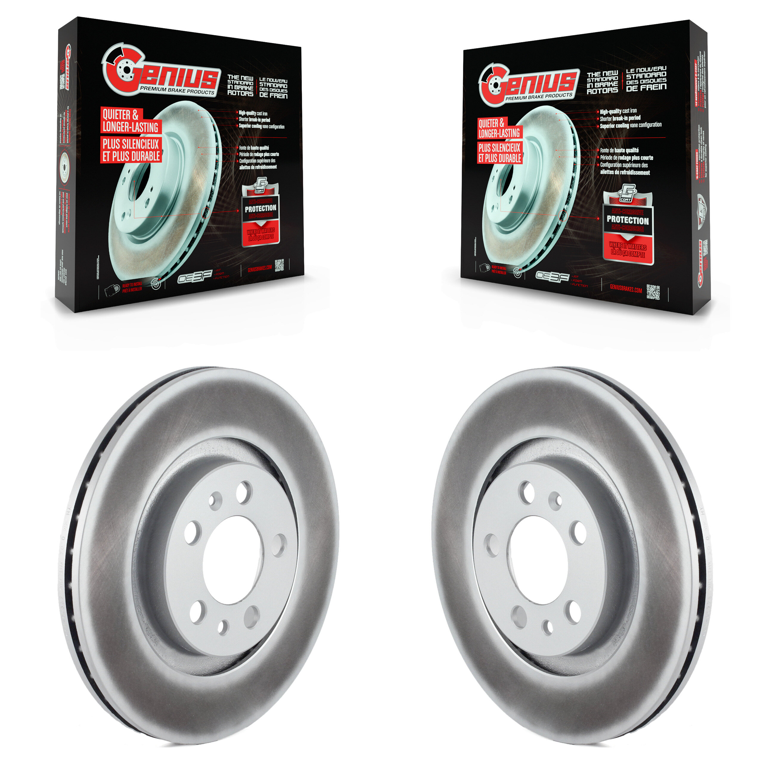 Front Coated Disc Brake Rotors Pair For Volkswagen Jetta Golf Beetle City KG-100165