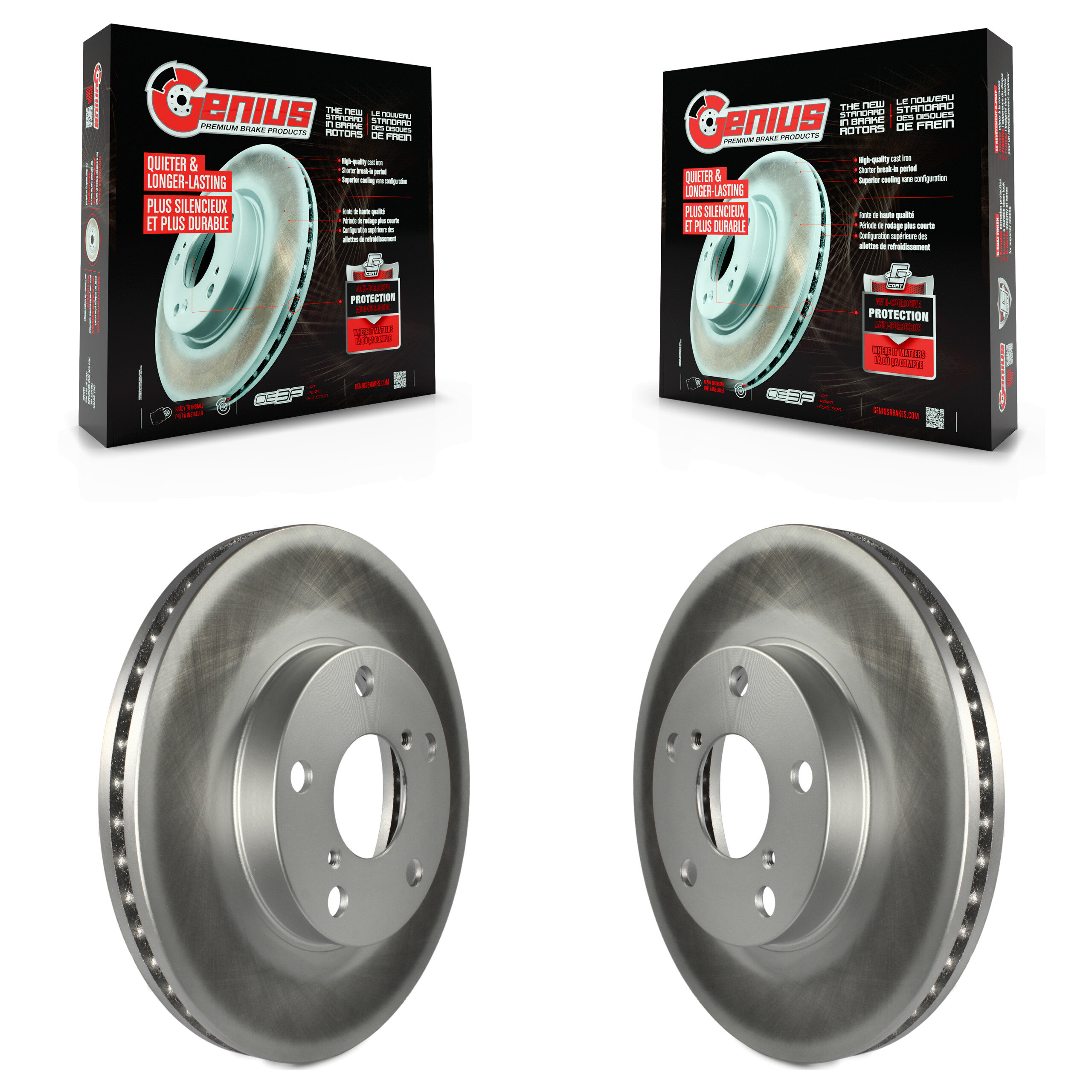 Front Coated Disc Brake Rotors Pair For Toyota RAV4 KG-100182