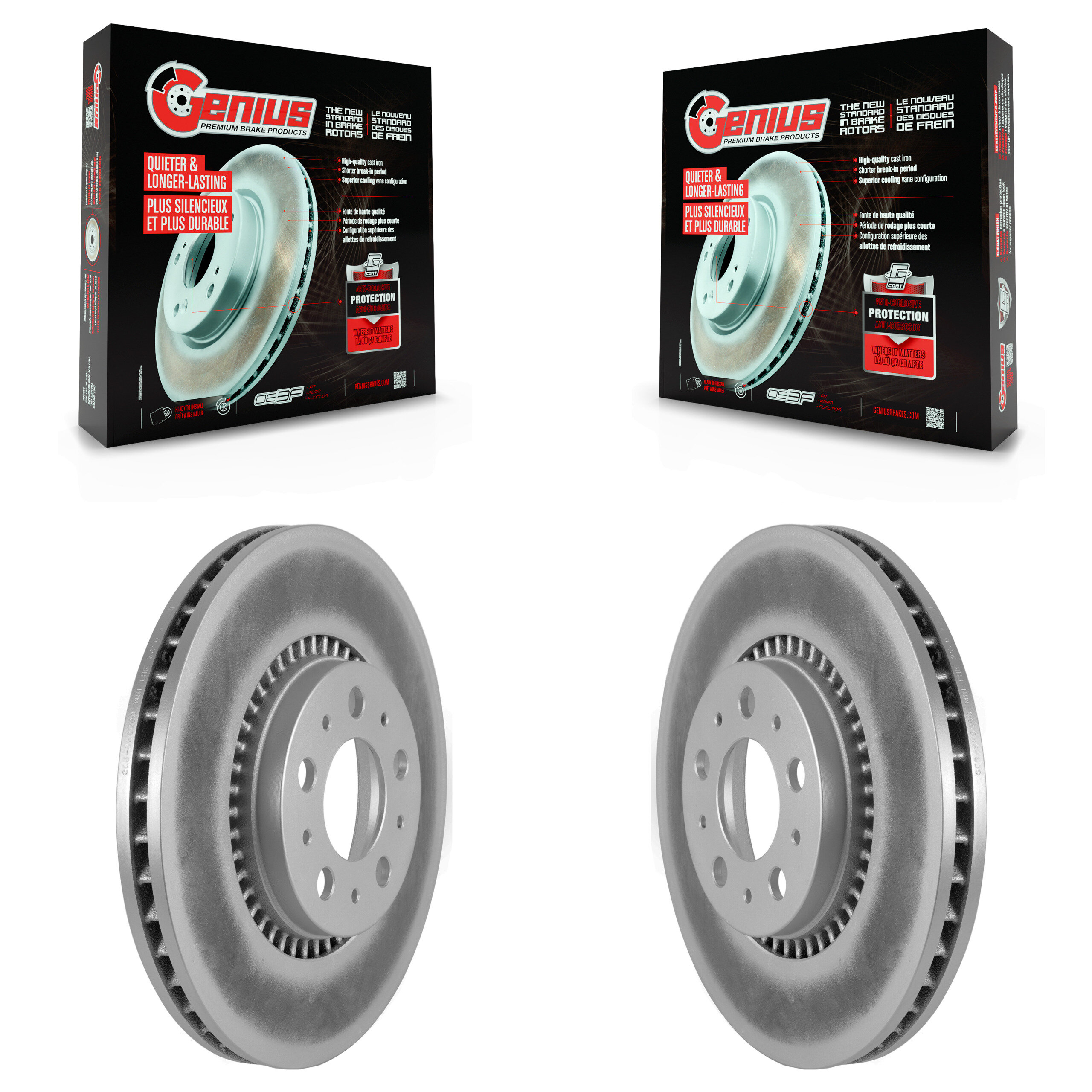 Front Coated Disc Brake Rotors Pair For Volvo S60 XC70 V70 S80 KG-100184