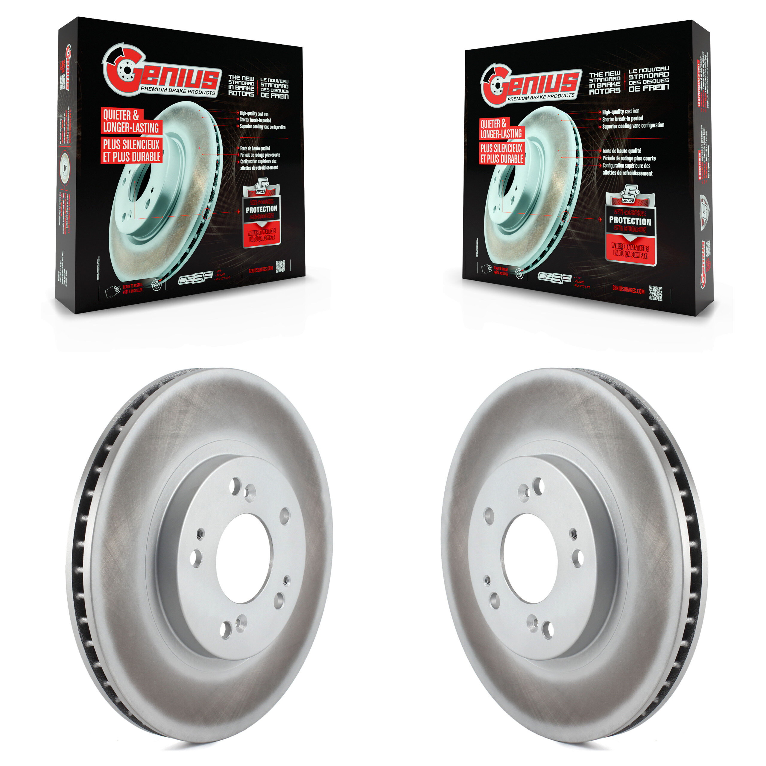 Front Coated Disc Brake Rotors Pair For Mitsubishi Endeavor KG-100207