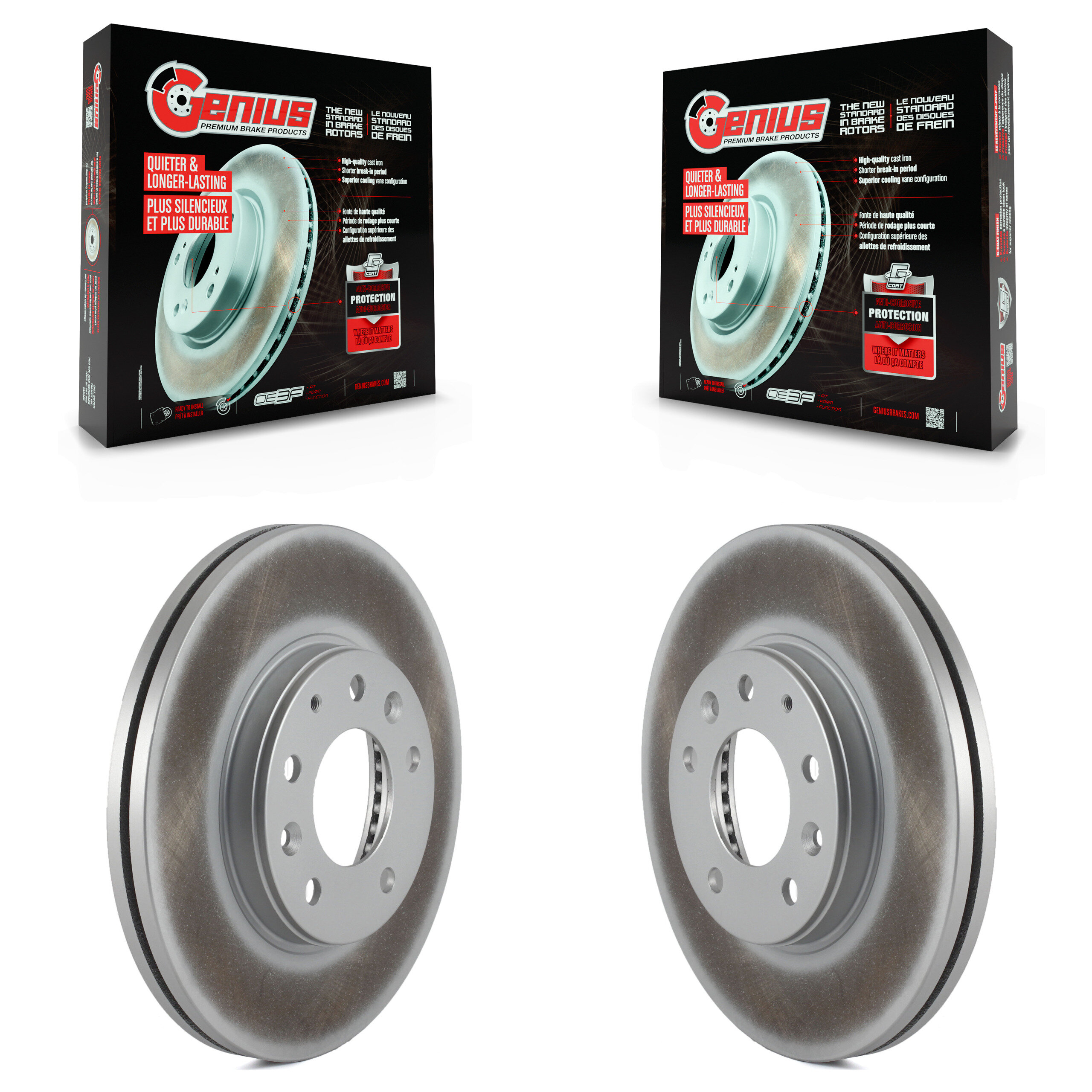 Front Coated Disc Brake Rotors Pair For 2003-2005 Mazda 6 KG-100215