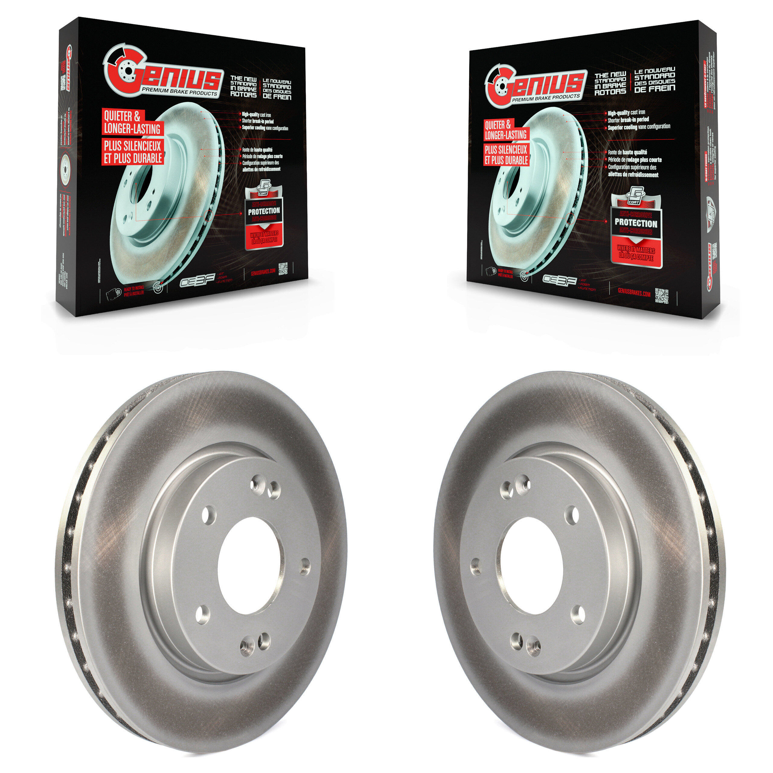 Front Coated Disc Brake Rotors Pair For Hyundai Elantra KG-100261