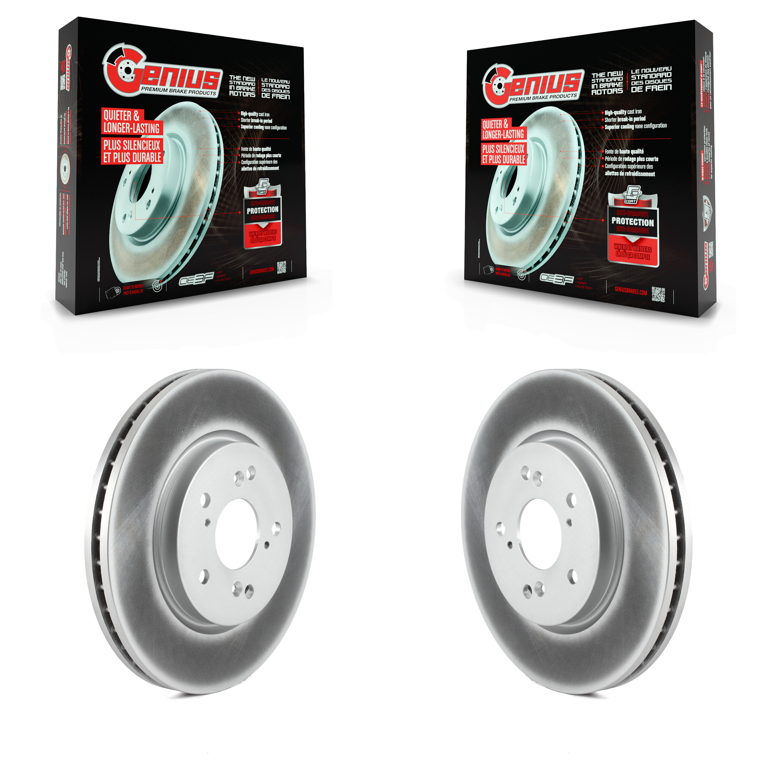 Front Coated Disc Brake Rotors Pair For Honda CR-V Acura RDX Accord Crosstour KG-100263