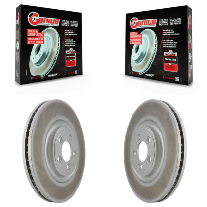 Front Coated Disc Brake Rotors Pair For Jaguar XF XJ XKR S-Type XK XJR Super V8 KG-100295