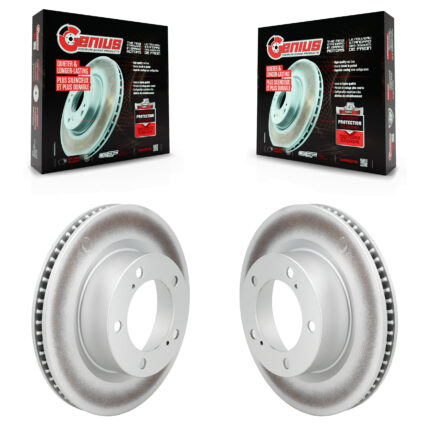 Front Coated Disc Brake Rotors Pair For Lexus LX570 Toyota Land Cruiser KG-100301