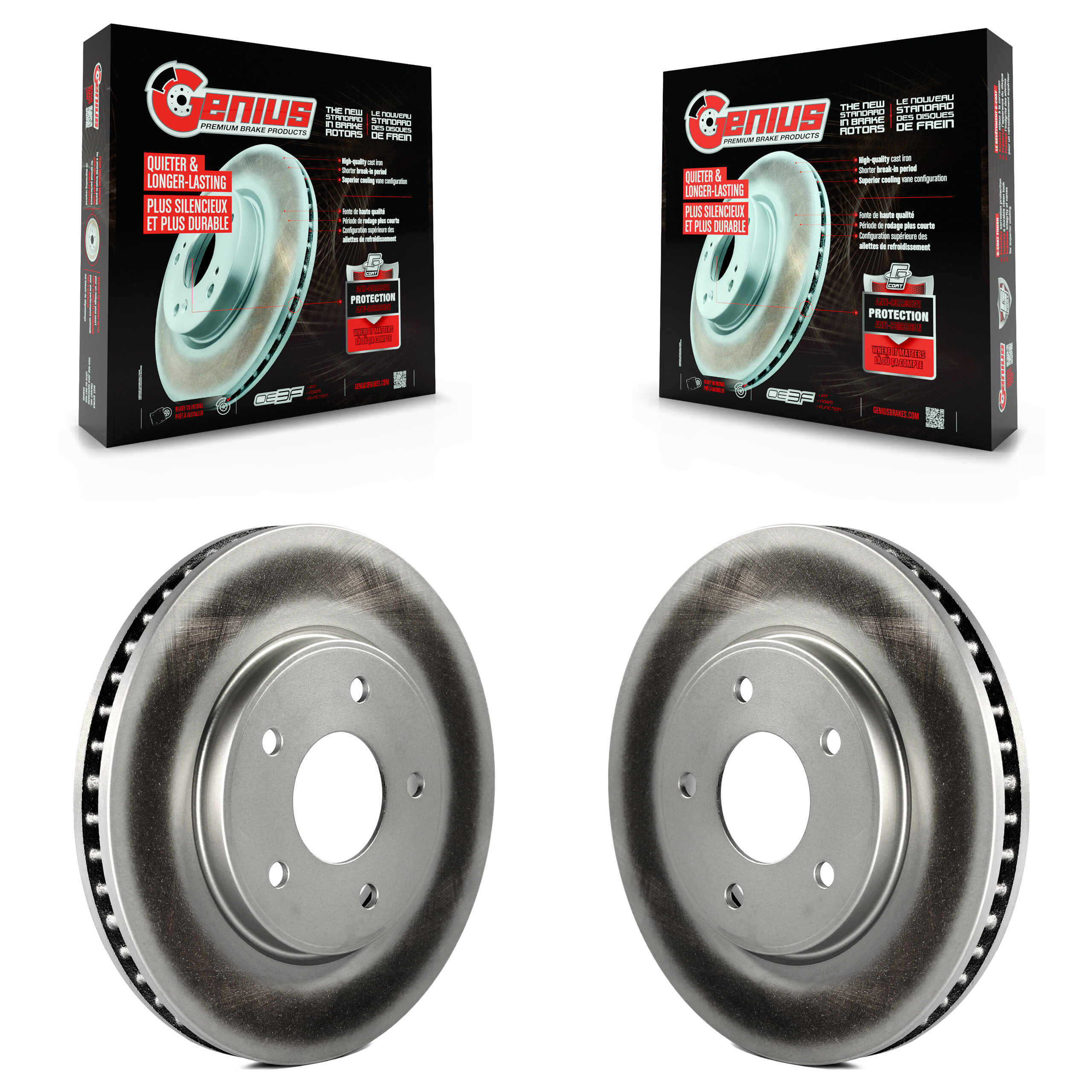 Front Coated Disc Brake Rotors Pair For Nissan LEAF NV200 Chevrolet City Express KG-100327