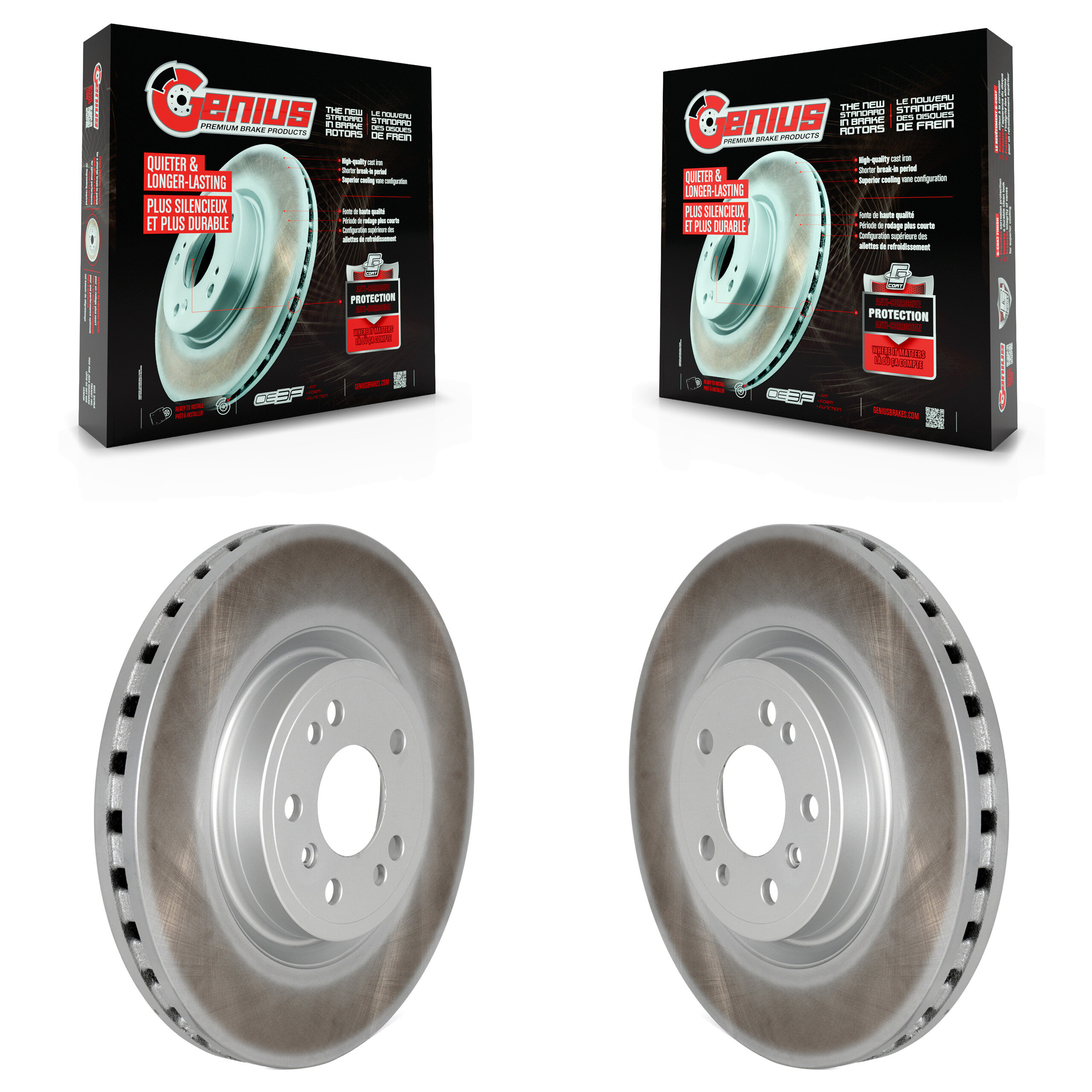 Front Coated Disc Brake Rotors Pair For Mercedes-Benz ML350 GLE350 ML250 GLE300d KG-100343
