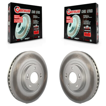 Front Coated Disc Brake Rotors Pair For Hyundai Santa Fe Sport Kia Sorento XL KG-100345
