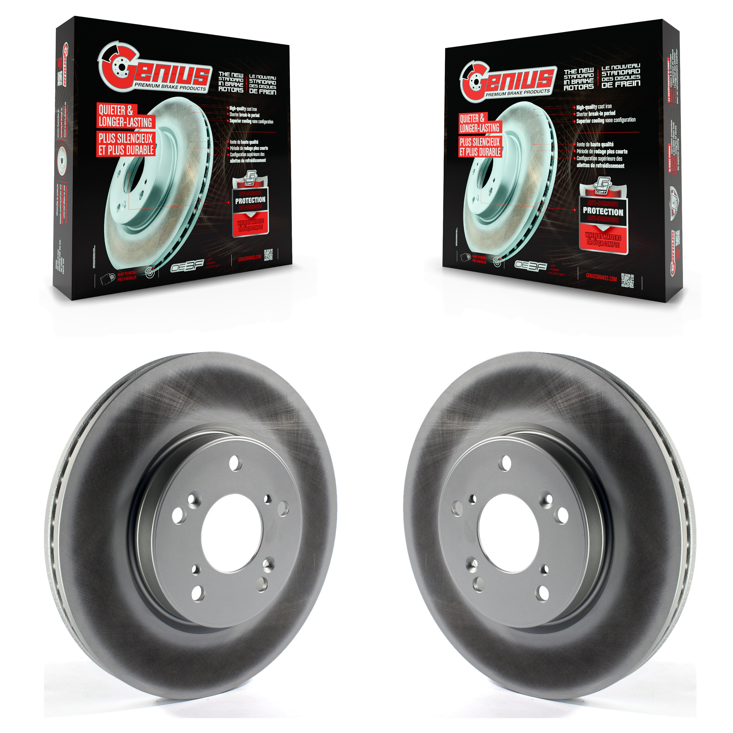 Front Coated Disc Brake Rotors Pair For Honda HR-V Accord CR-V KG-100349