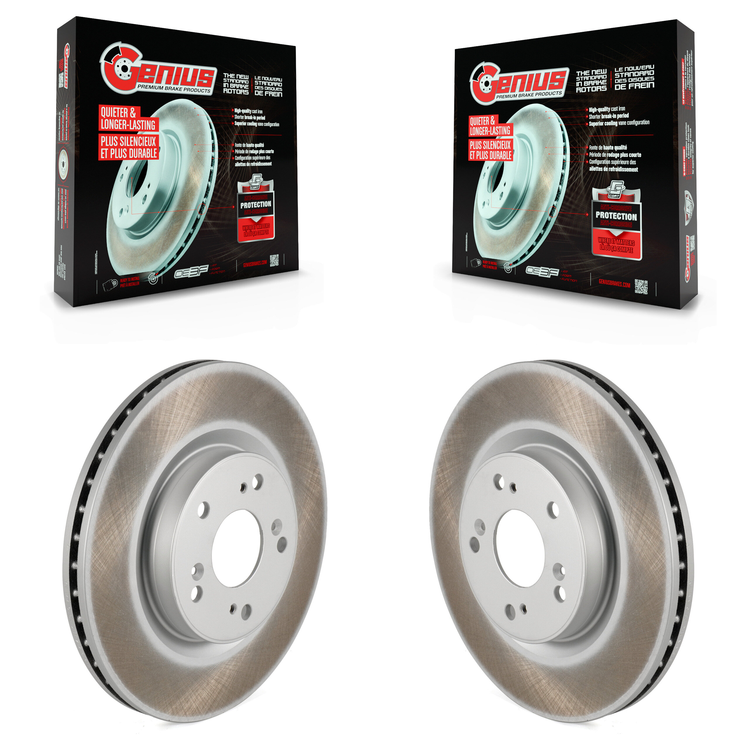 Front Coated Disc Brake Rotors Pair For 2012-2016 Honda CR-V FWD KG-100350