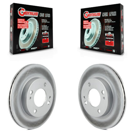 Front Coated Disc Brake Rotors Pair For 2014-2015 Mitsubishi Mirage KG-100356