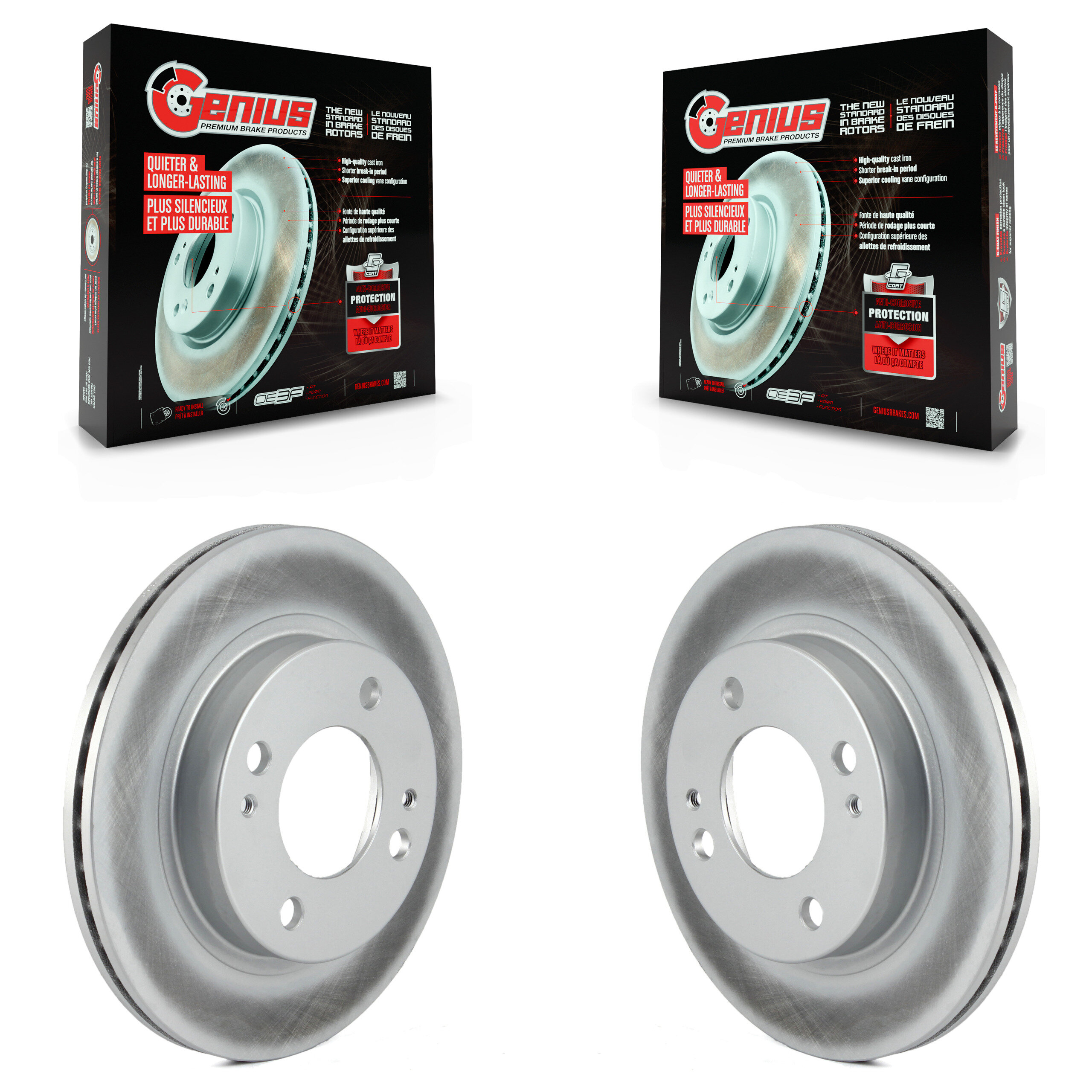 Front Coated Disc Brake Rotors Pair For 2014-2015 Mitsubishi Mirage KG-100356