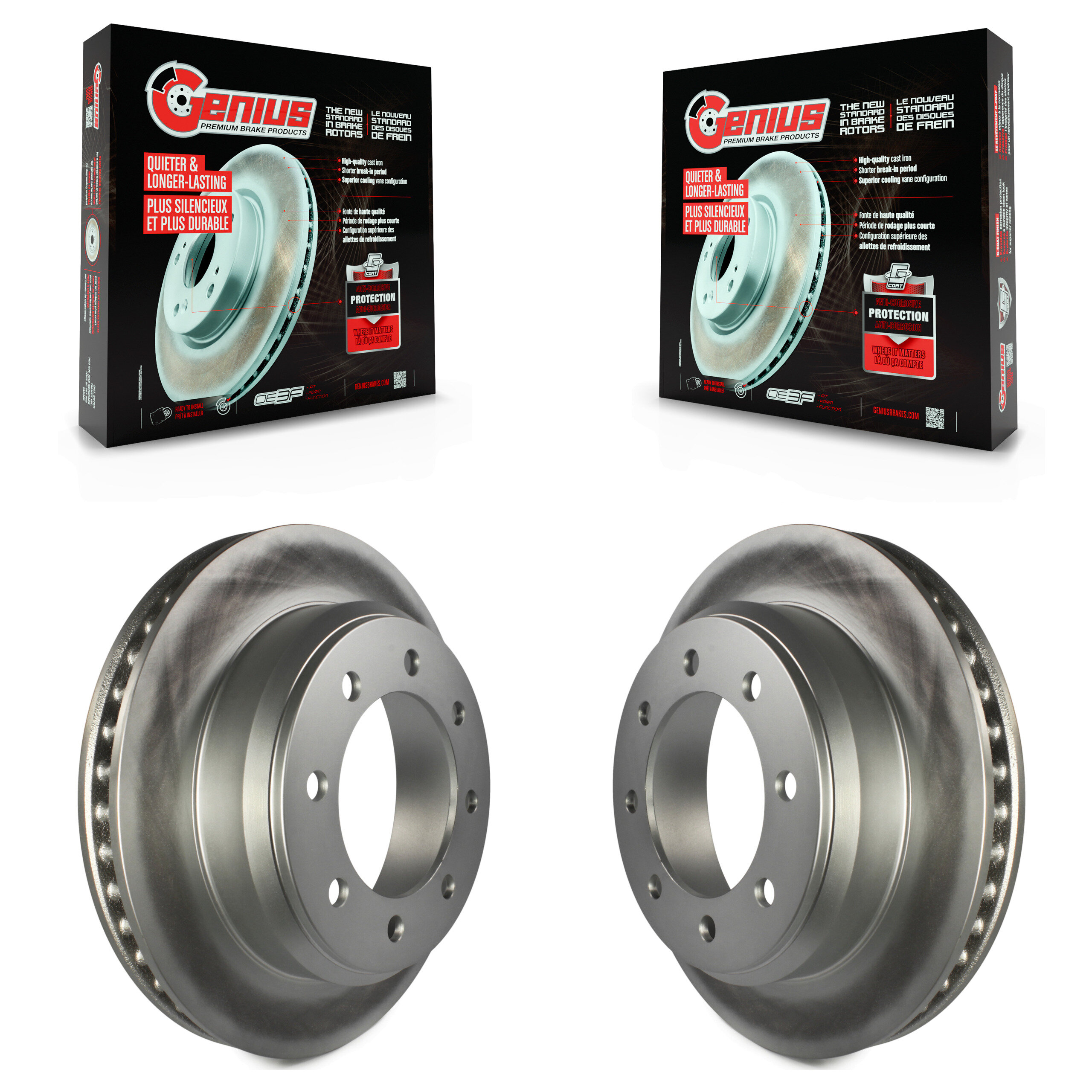 Rear Coated Disc Brake Rotors Pair For Ford E-350 Super Duty E-250 E-150 Econoline KG-100446