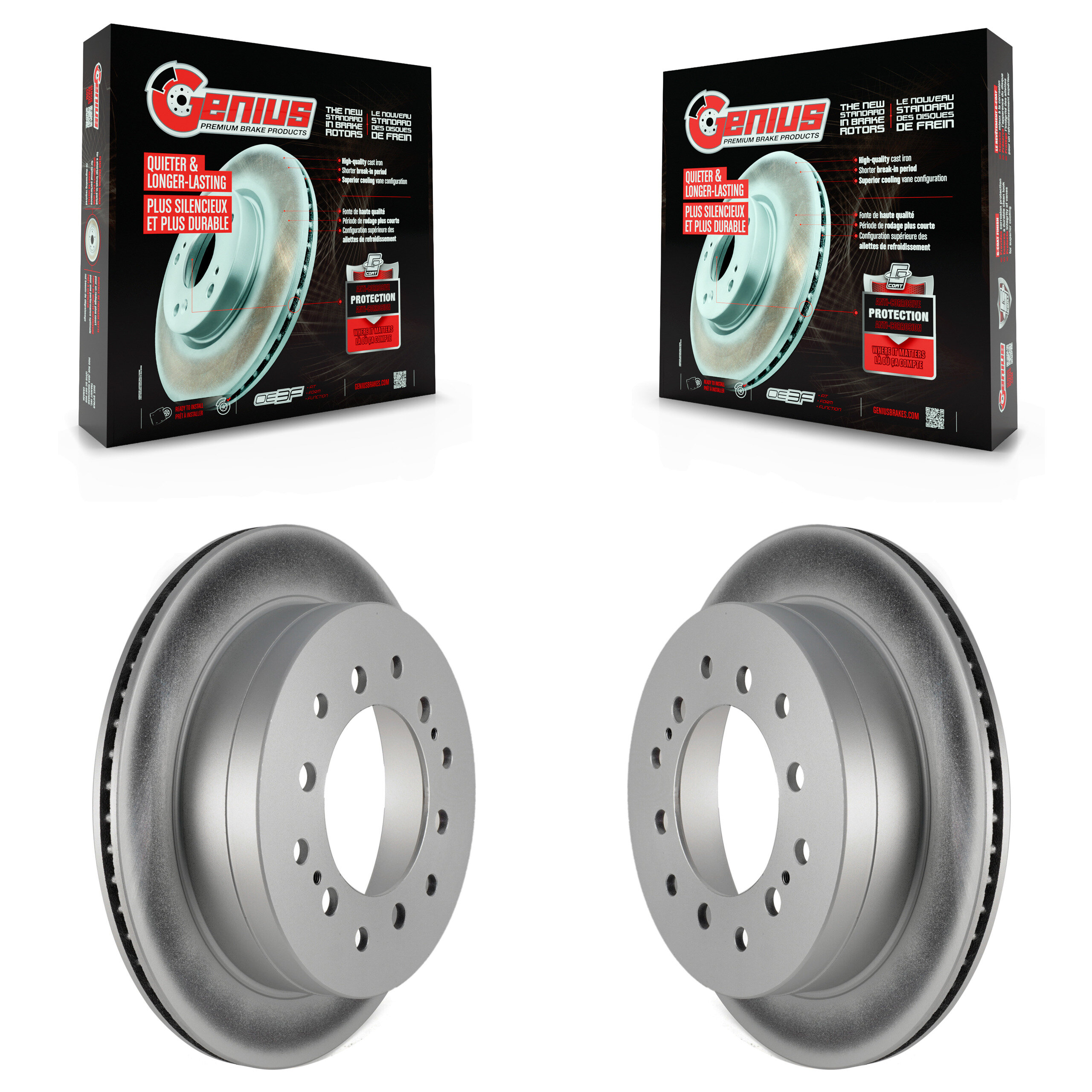 Rear Coated Disc Brake Rotors Pair For Toyota 4Runner FJ Cruiser Sequoia Lexus GX470 KG-100509