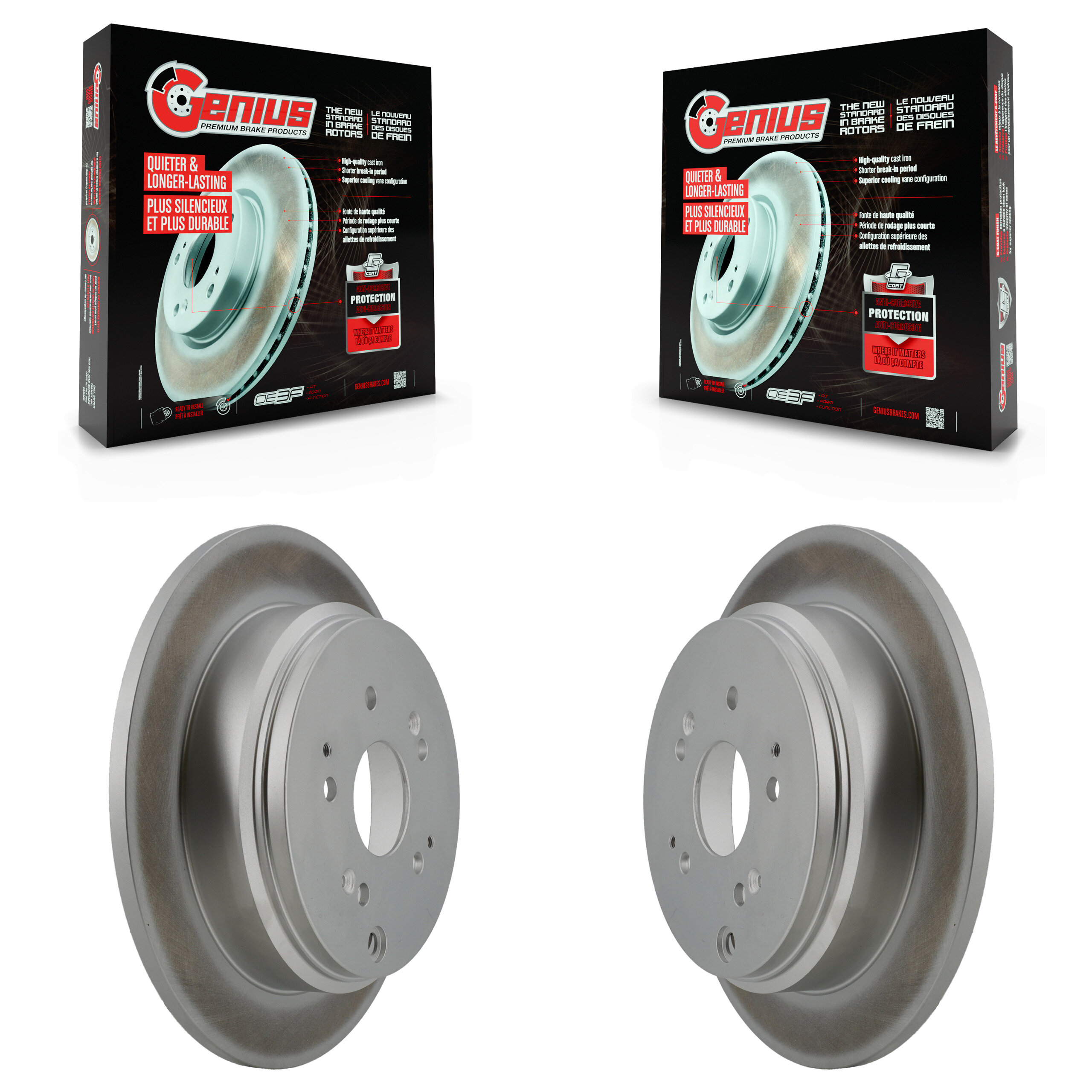 Rear Coated Disc Brake Rotors Pair For 2002-2004 Honda Odyssey KG-100522