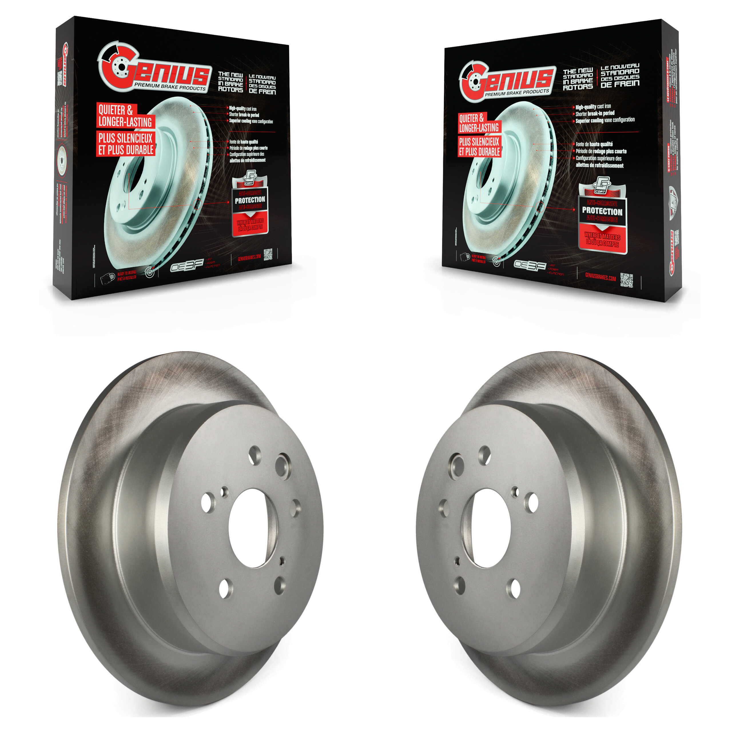 Rear Coated Disc Brake Rotors Pair For Lexus IS250 KG-100581