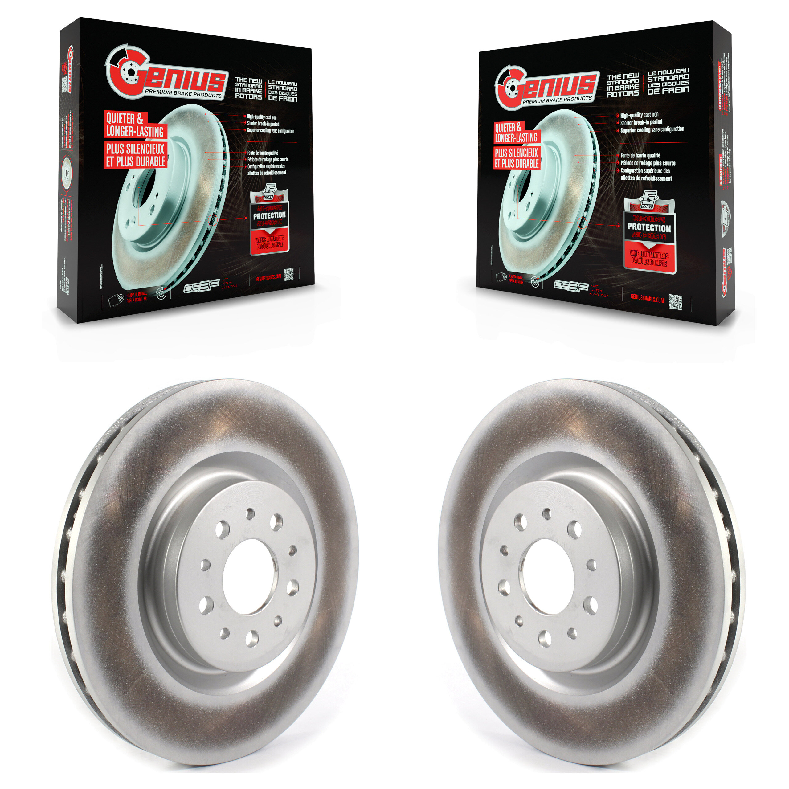Front Coated Disc Brake Rotors Pair For 2015-2022 Ram ProMaster City KG-101318