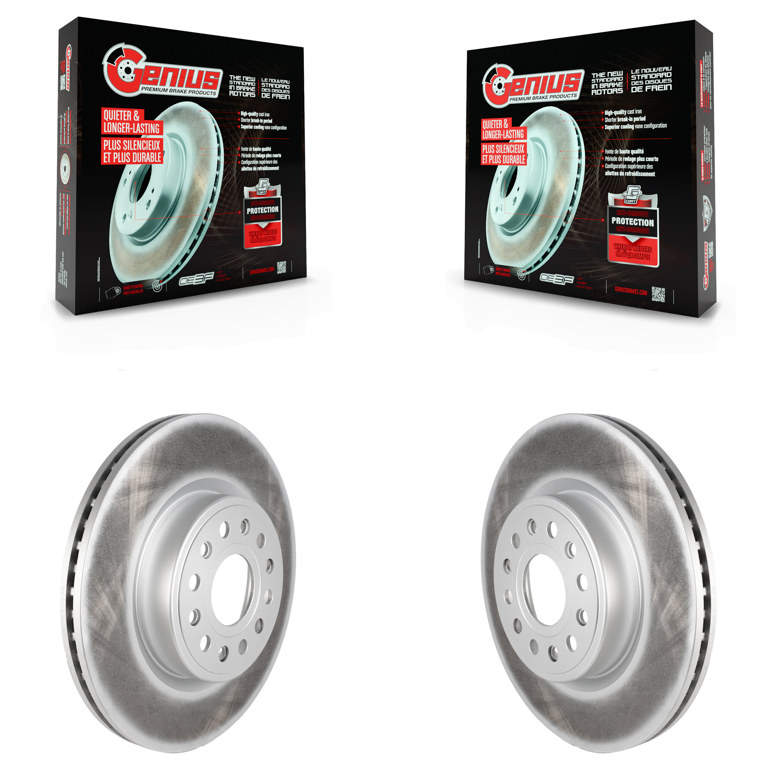 Front Coated Disc Brake Rotors Pair For Ram 1500 KG-101320