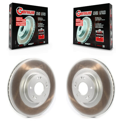 Front Coated Disc Brake Rotors Pair For Hyundai Genesis KG-101323