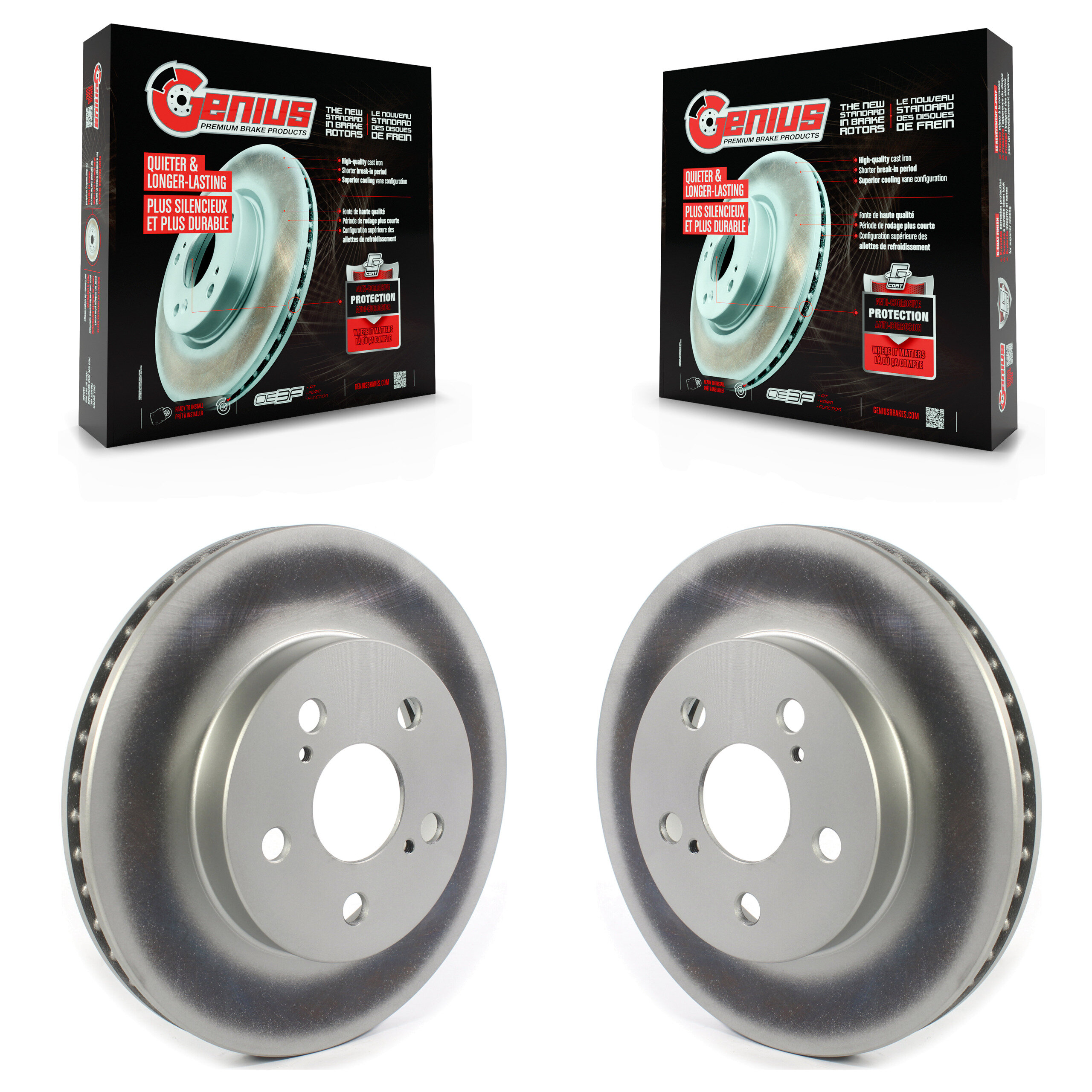 Front Coated Disc Brake Rotors Pair For Toyota Corolla Prius Prime AWD-e KG-101332