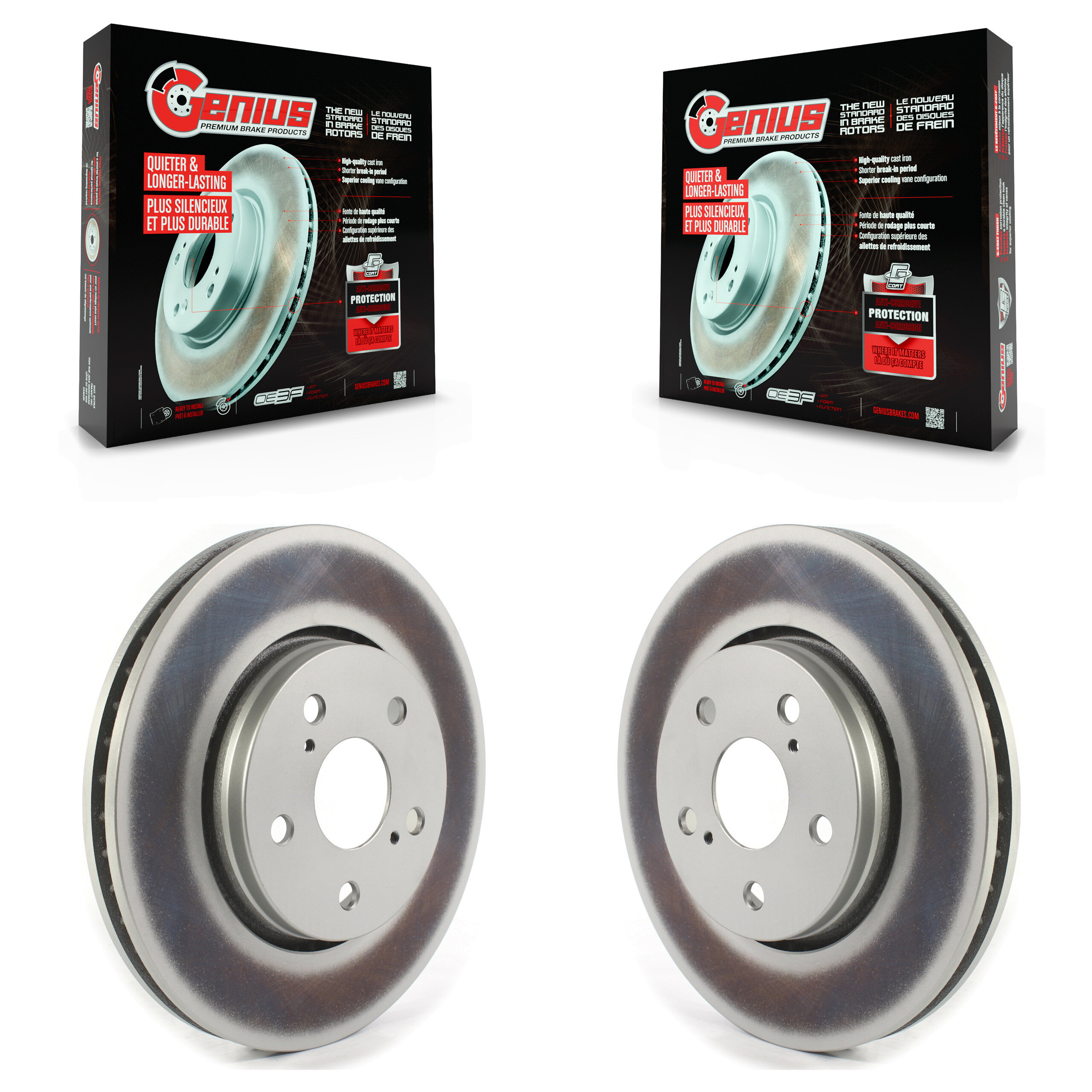 Front Coated Disc Brake Rotors Pair For Toyota C-HR KG-101347