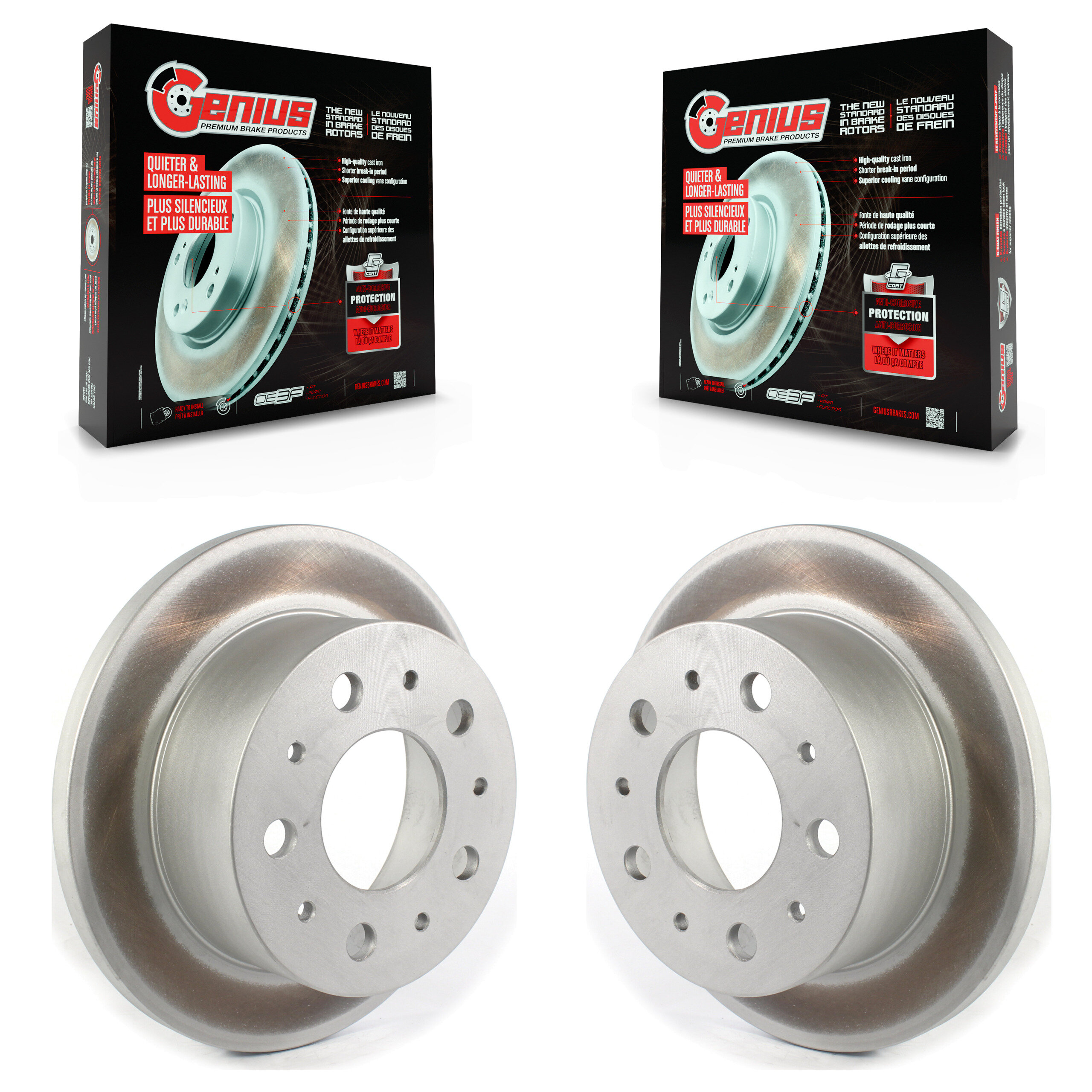Rear Coated Brake Rotors Pair For 2014-2021 Ram ProMaster 2500 3500 1500 With Solid Rotor KG-101357