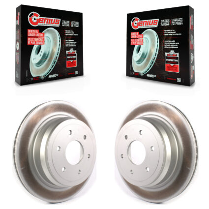 Rear Coated Disc Brake Rotors Pair For 2016-2024 Nissan TITAN XD KG-101364