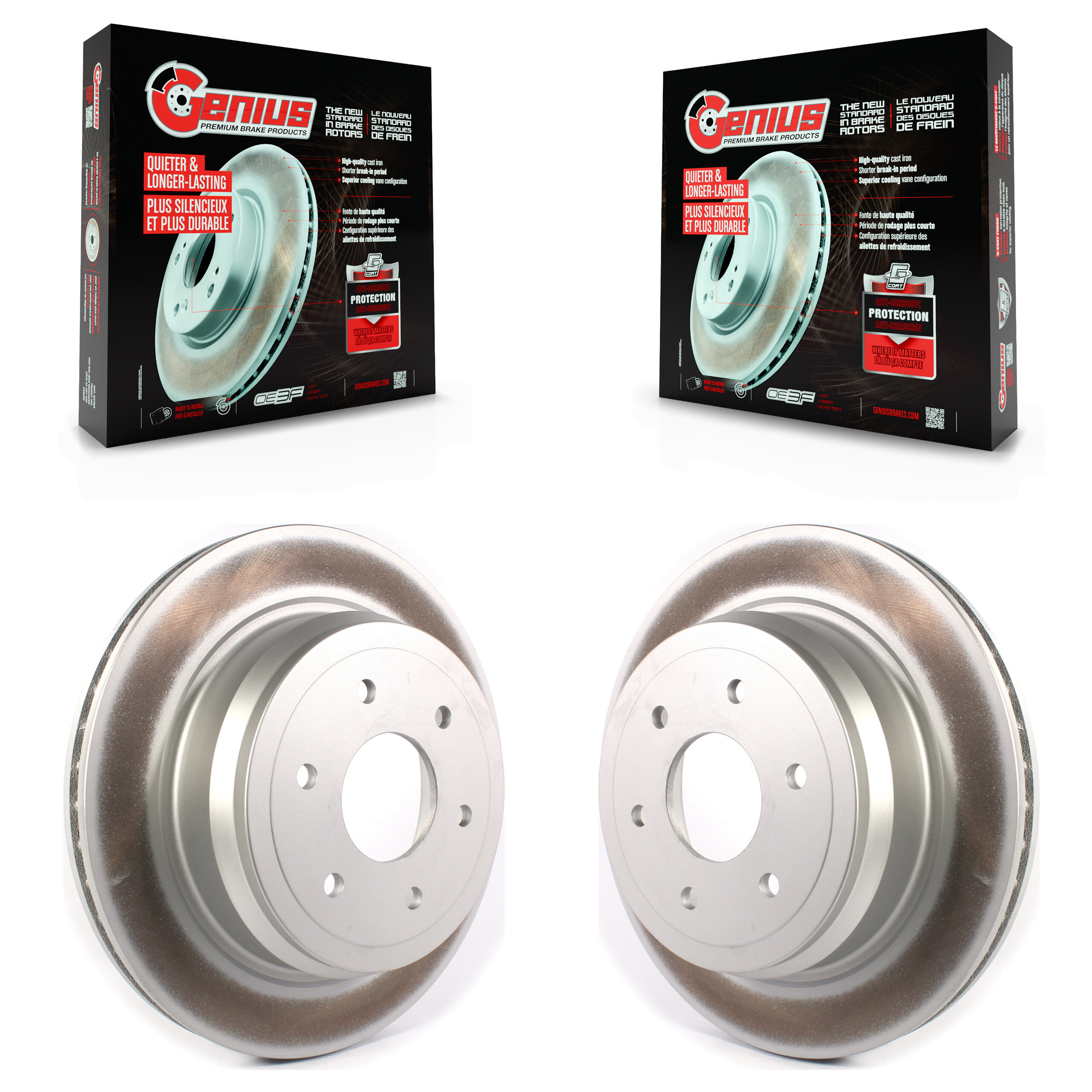 Rear Coated Disc Brake Rotors Pair For 2016-2024 Nissan TITAN XD KG-101364