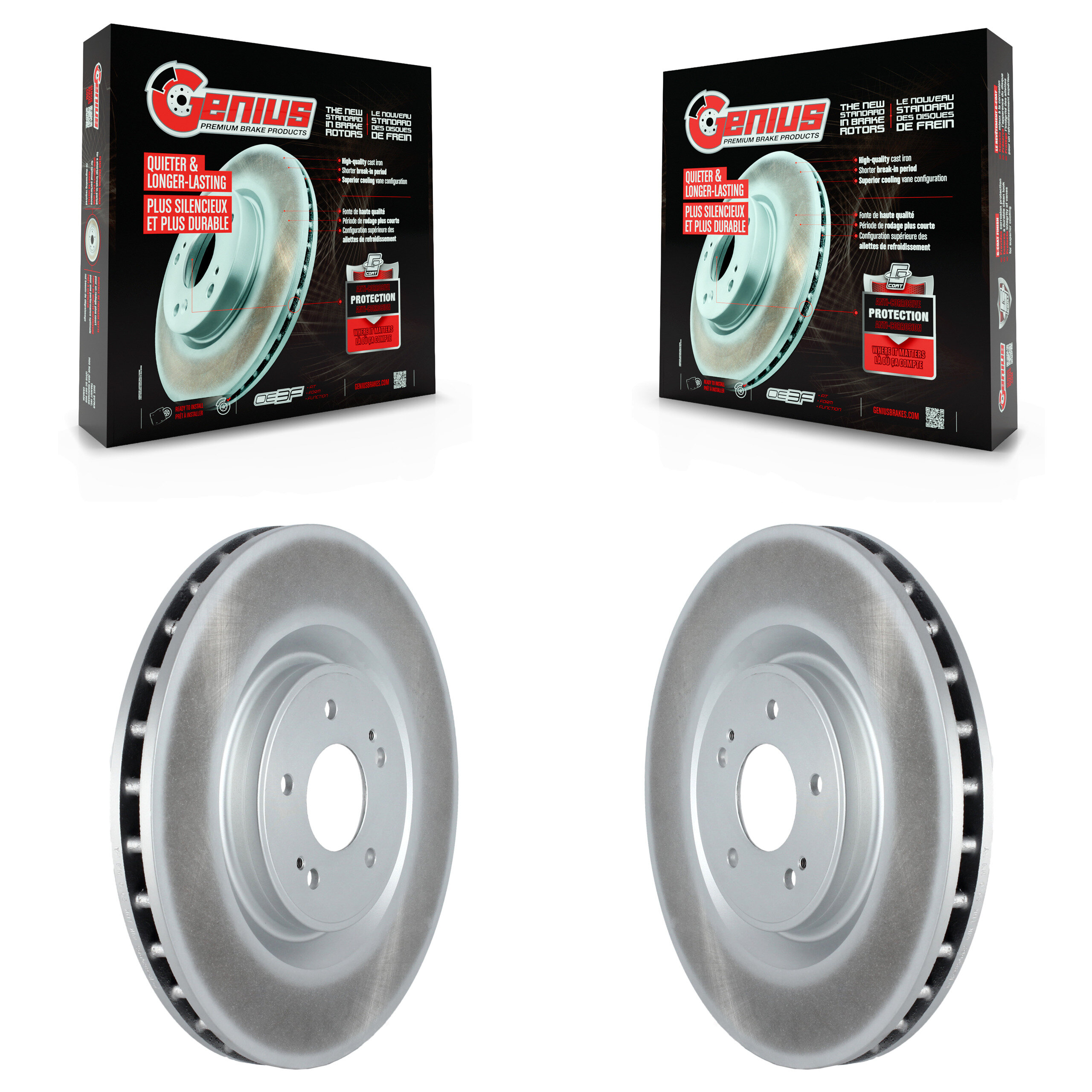 Front Coated Disc Brake Rotors Pair For Mitsubishi Lancer KG-101513