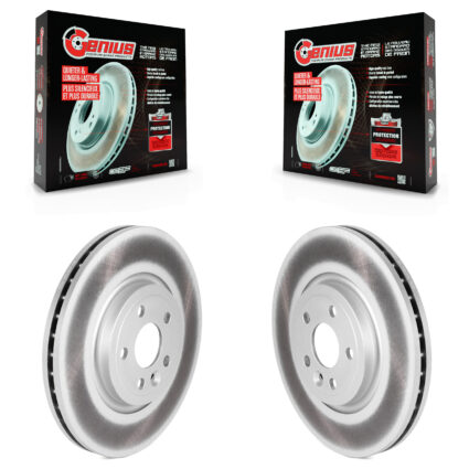 Front Coated Disc Brake Rotors Pair For Jaguar F-Pace Land Rover Range Velar KG-101596